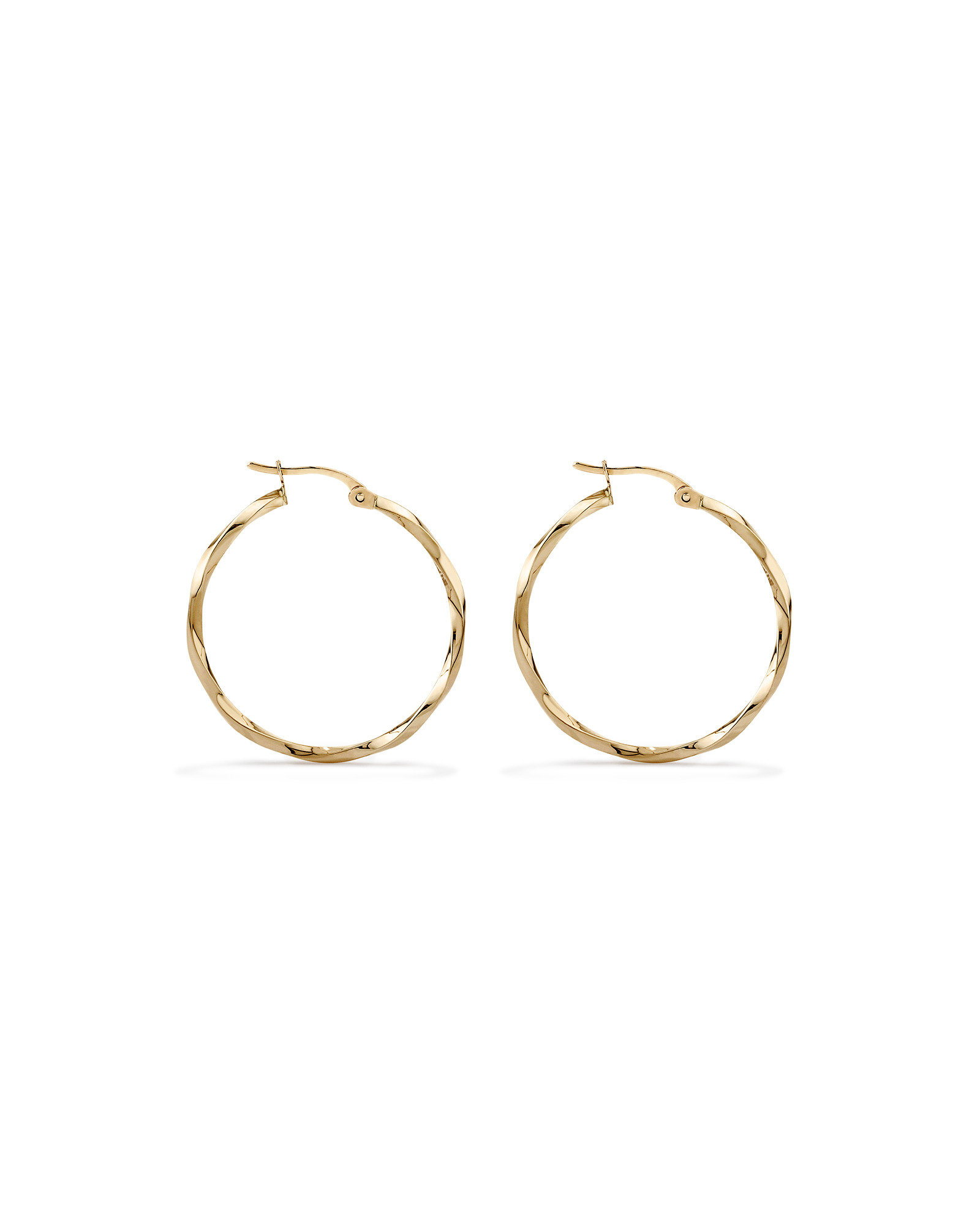 Anneaux torsadés carrés de 28 mm en or jaune 10 K