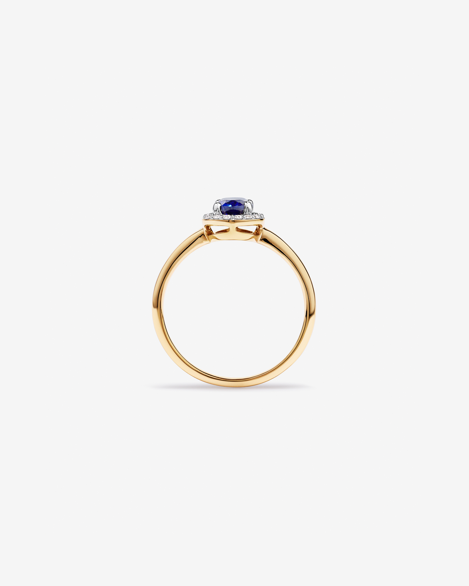 Création de la bague halo en diamant TW 0,10 carat cultivée laboratoire saphir et or jaune 10 carats Rhodium