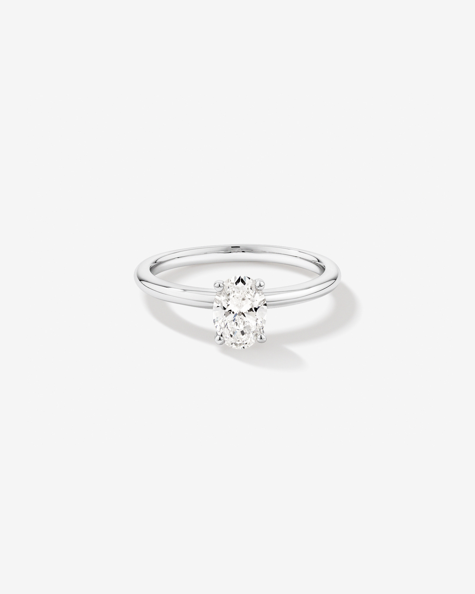 Carat TW Oval Laboratory-Grown Diamond Solitaire Engagement Ring 14kt White Gold