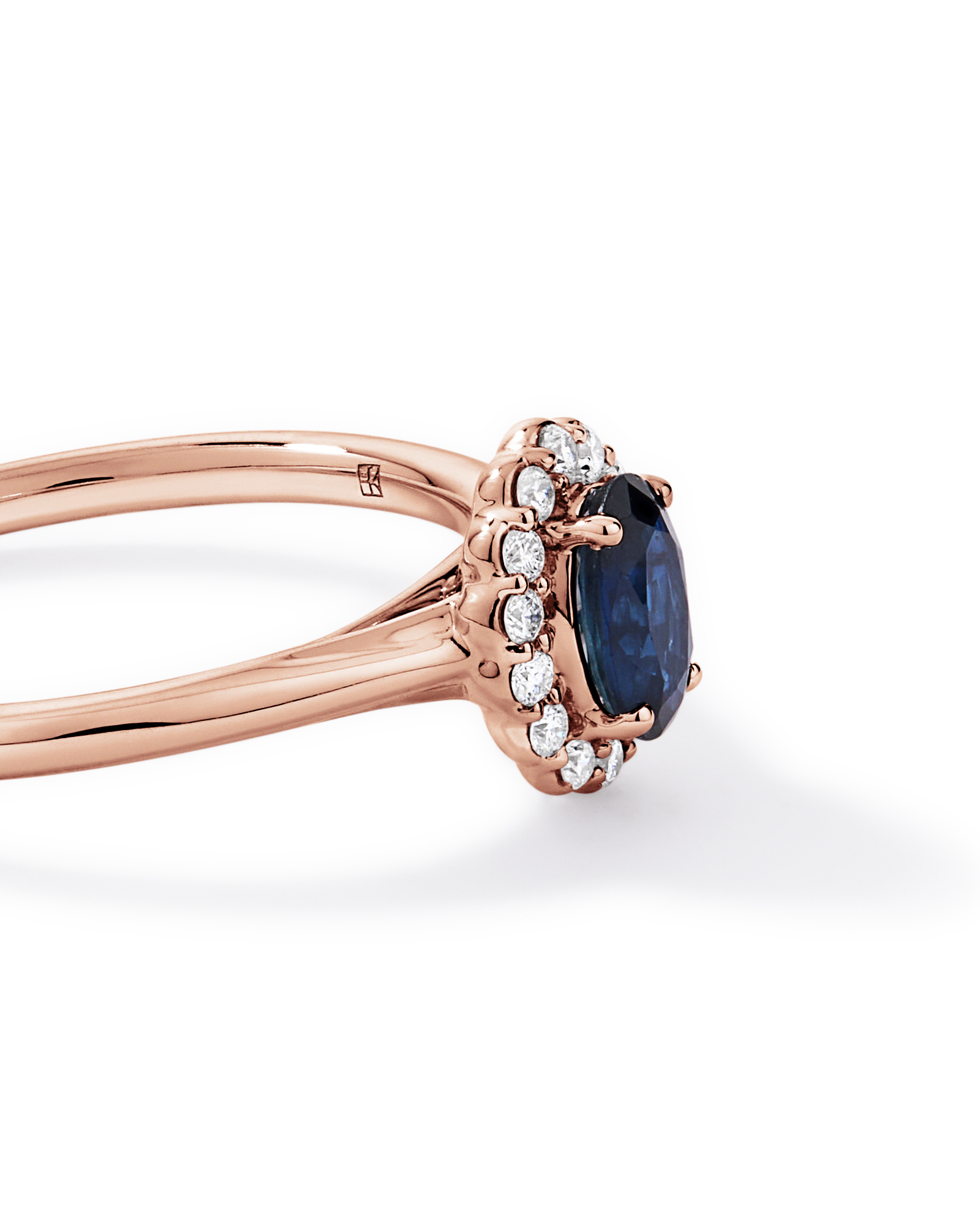 Australian Sapphire & 0.10 Carat TW Diamond Halo Ring 10kt Rose Gold