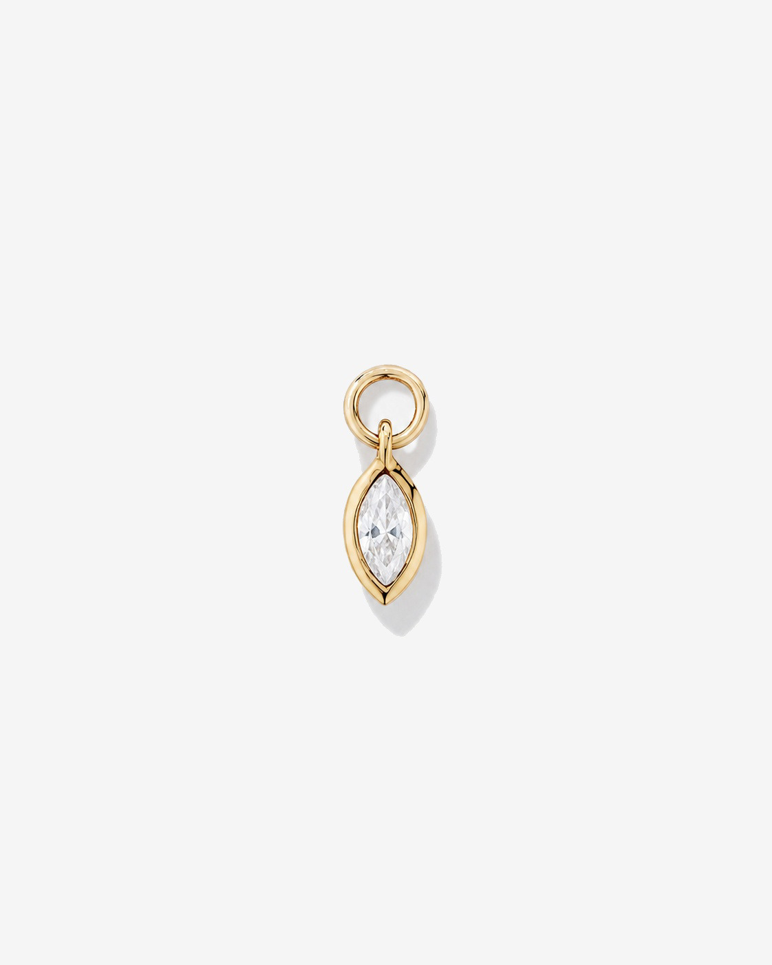 White Sapphire Single Earring Charm in 10kt Yellow Gold
