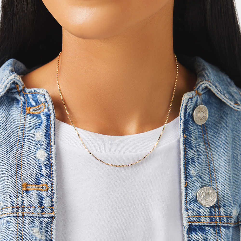 Chaîne belcher de cm en or jaune 18 K avec diamants, largeur de 1 à 1,5 mm