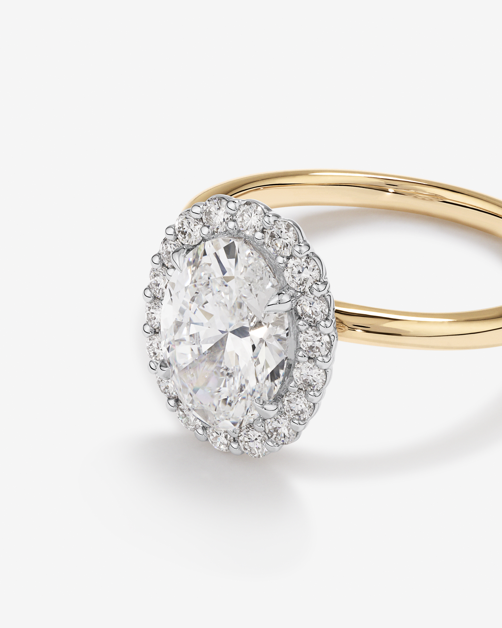 2.34 Carat TW Oval Cut Laboratory-Grown Diamond Halo Engagement Ring 14kt Yellow and White Gold