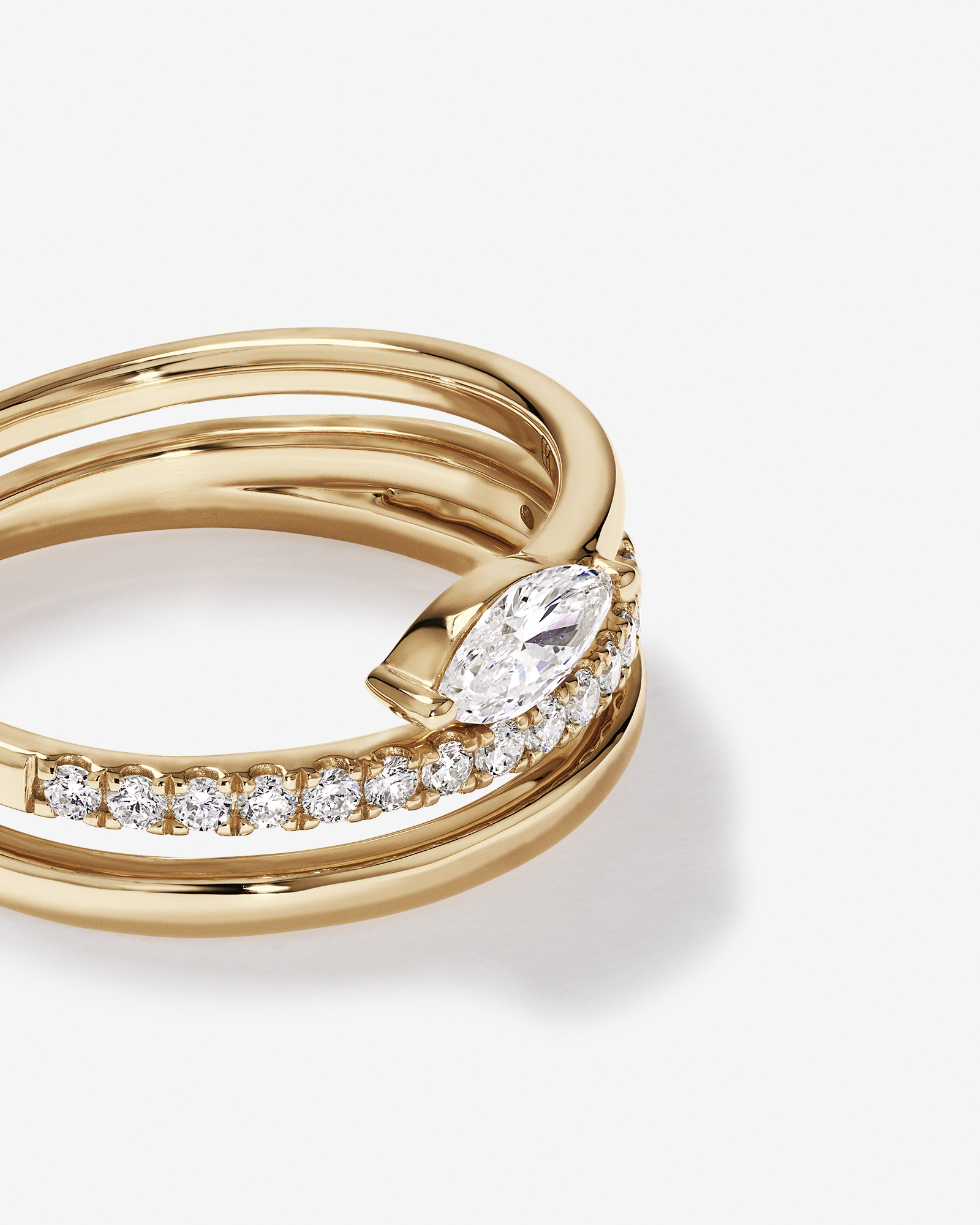 0.43 Carat TW Round Brilliant and Marquise Cut Laboratory-Grown Diamond Bypass Ring 10kt Yellow Gold