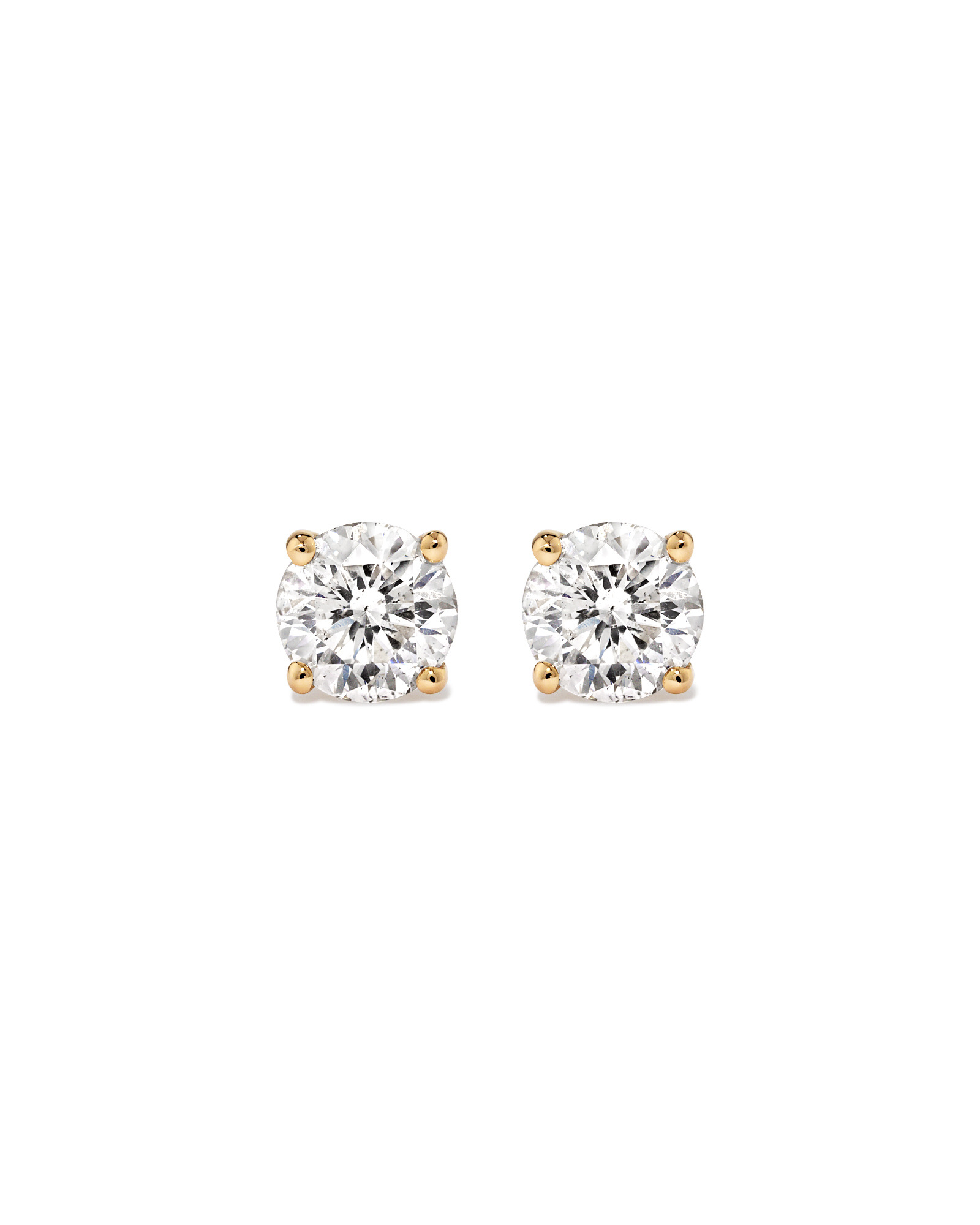 0,50 Carat TW Boucles d'oreilles puces solitaires en or jaune 18kt
