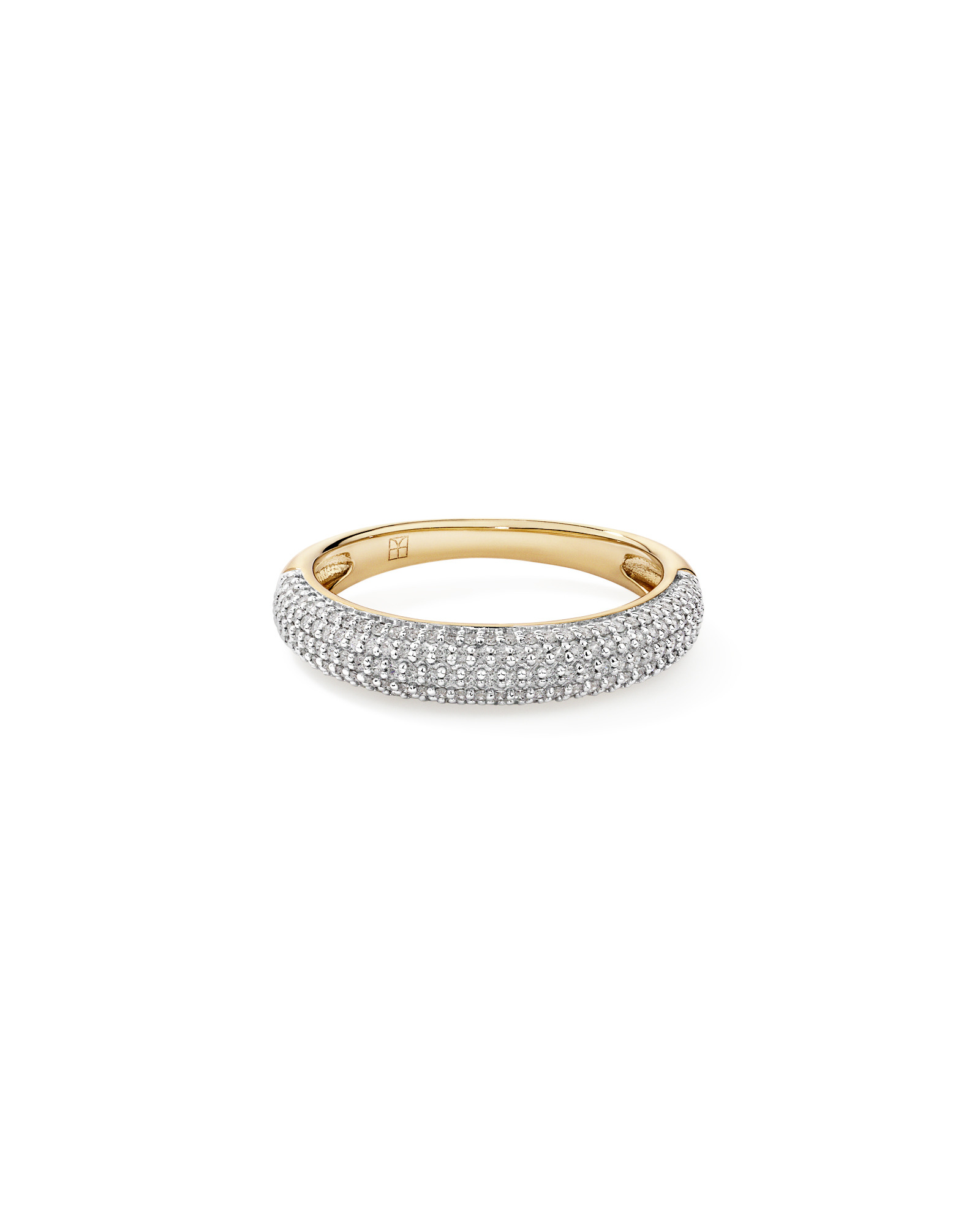 Anneau Pavé Dome avec zirconie cubique en Vermeil 18 kt