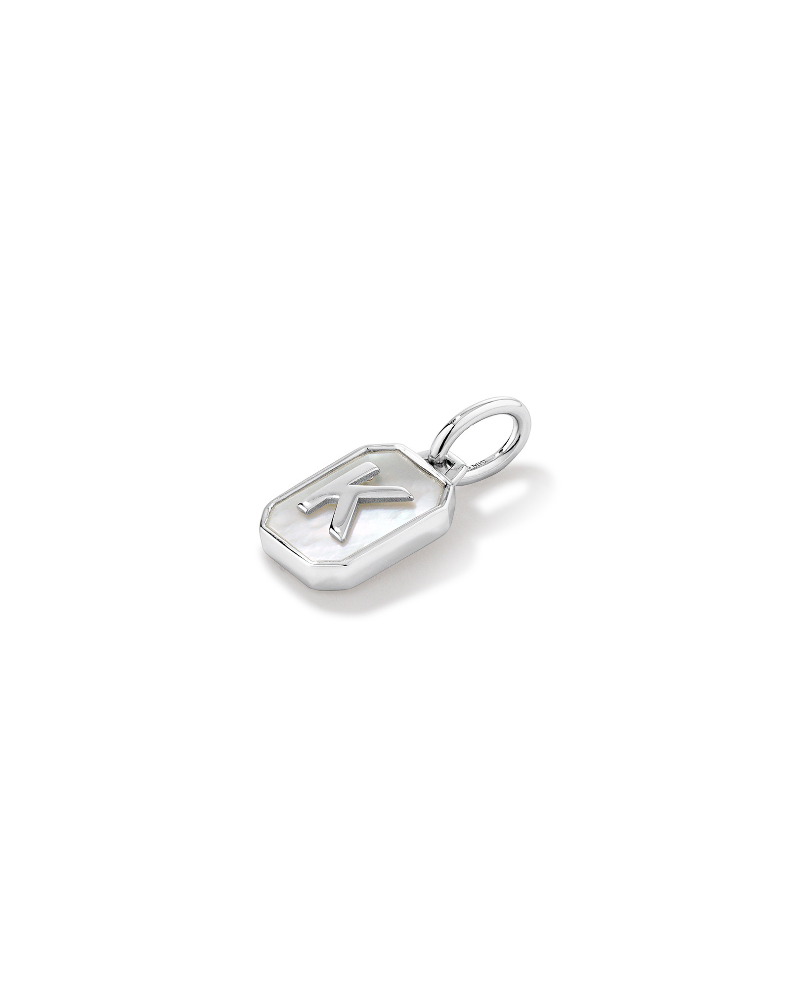 Letter K Mother of Pearl Initial Pendant in Sterling Silver
