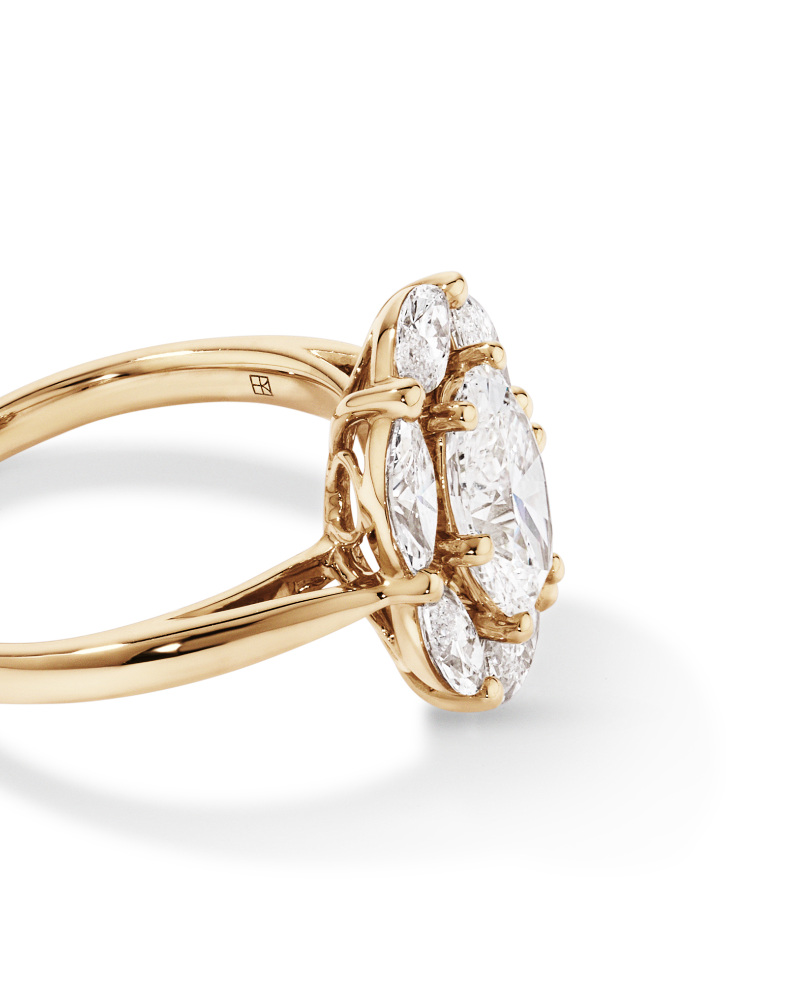 2.68 Carat TW Oval and Marquise Laboratory-Grown Diamond Halo Ring in 14kt Yellow Gold