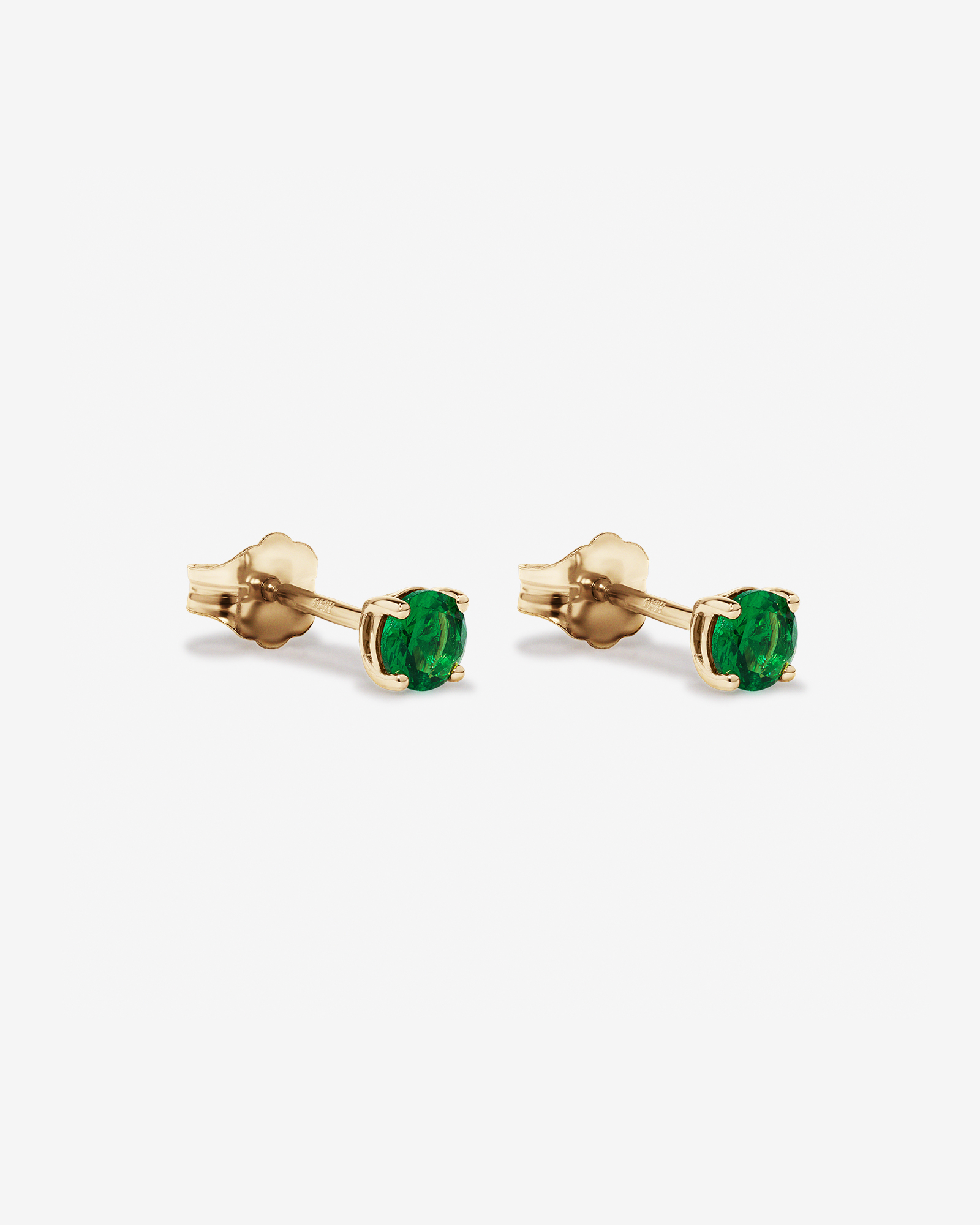 Stud Earrings with Green Created Emerald in 10kt Yellow Gold