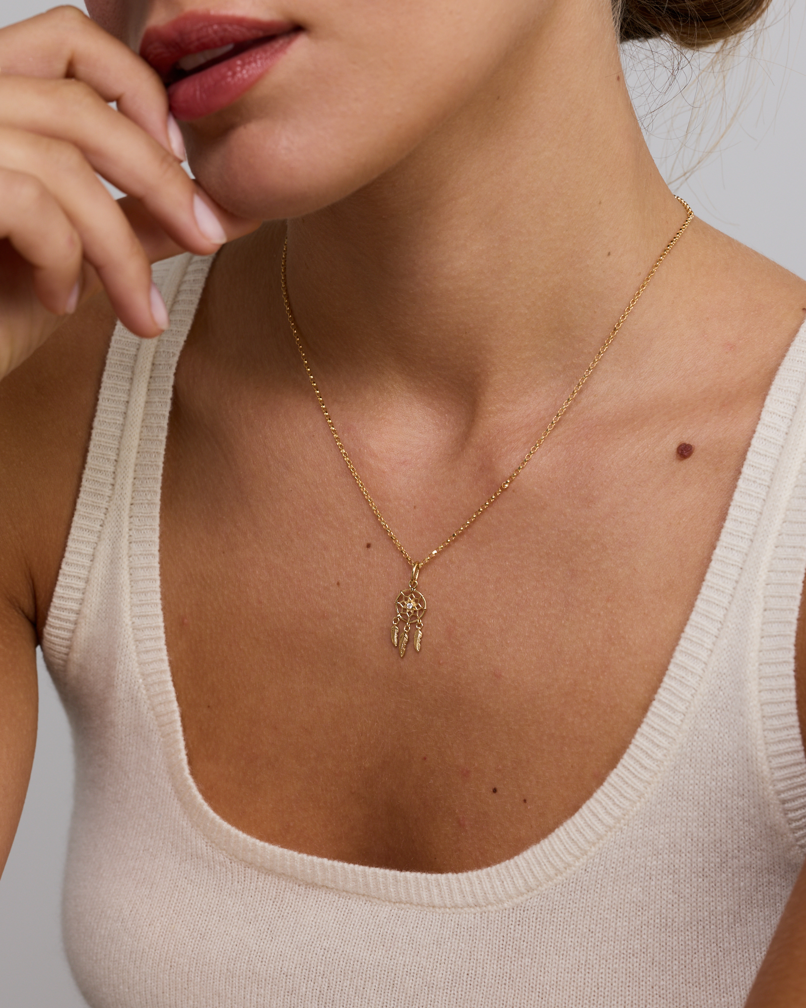 Dream Catcher Pendant in 18KT Yellow Gold Vermeil with Cubic Zirconia