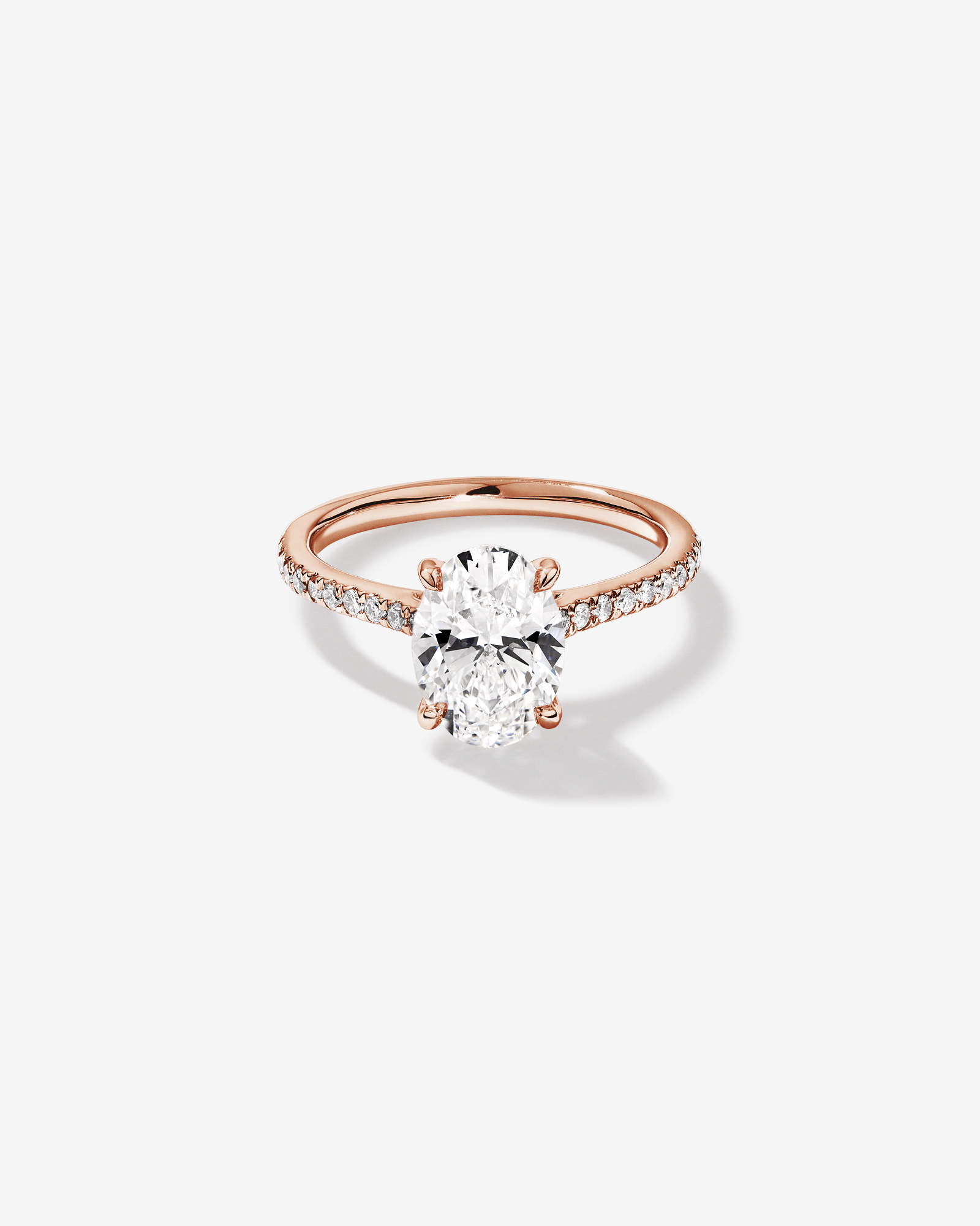 2.20 Carat TW Oval Cut Laboratory-Grown Diamond Engagement Ring 14kt Rose Gold