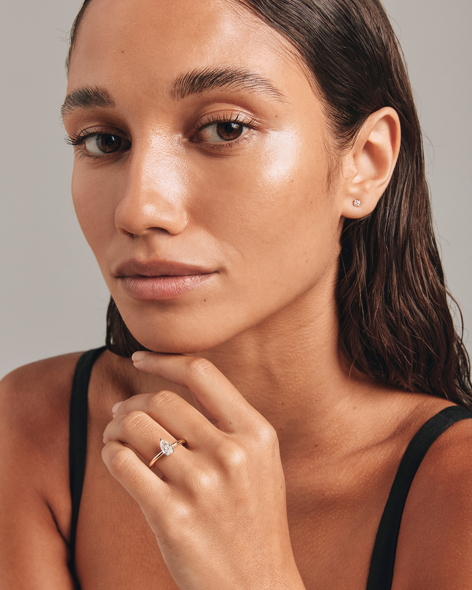 Bague de fiançailles solitaire diamant taille poire certifié TW de 0,70 carat en or jaune et blanc 18 carats