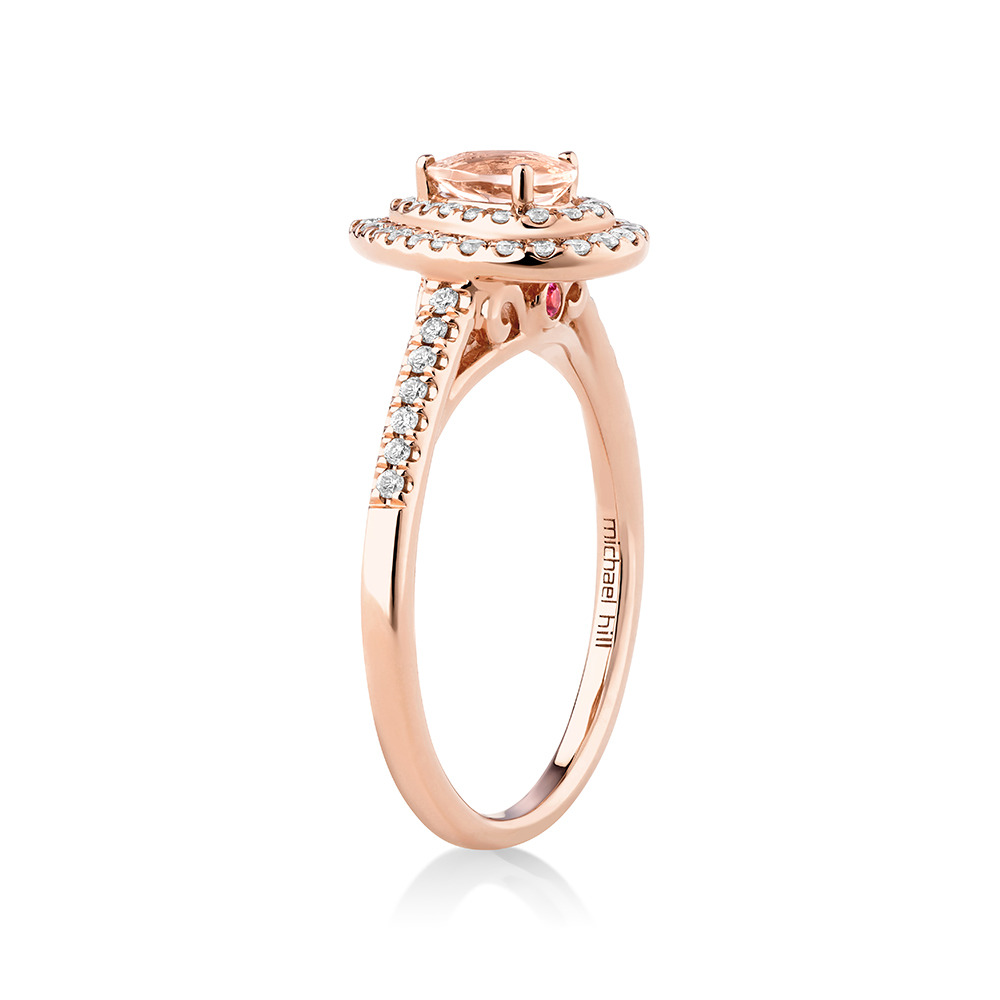 Sir Michael Hill Designer Fashion Ring with Morganite & 0.25 Carat TW of Diamonds in 10kt Rose Gold