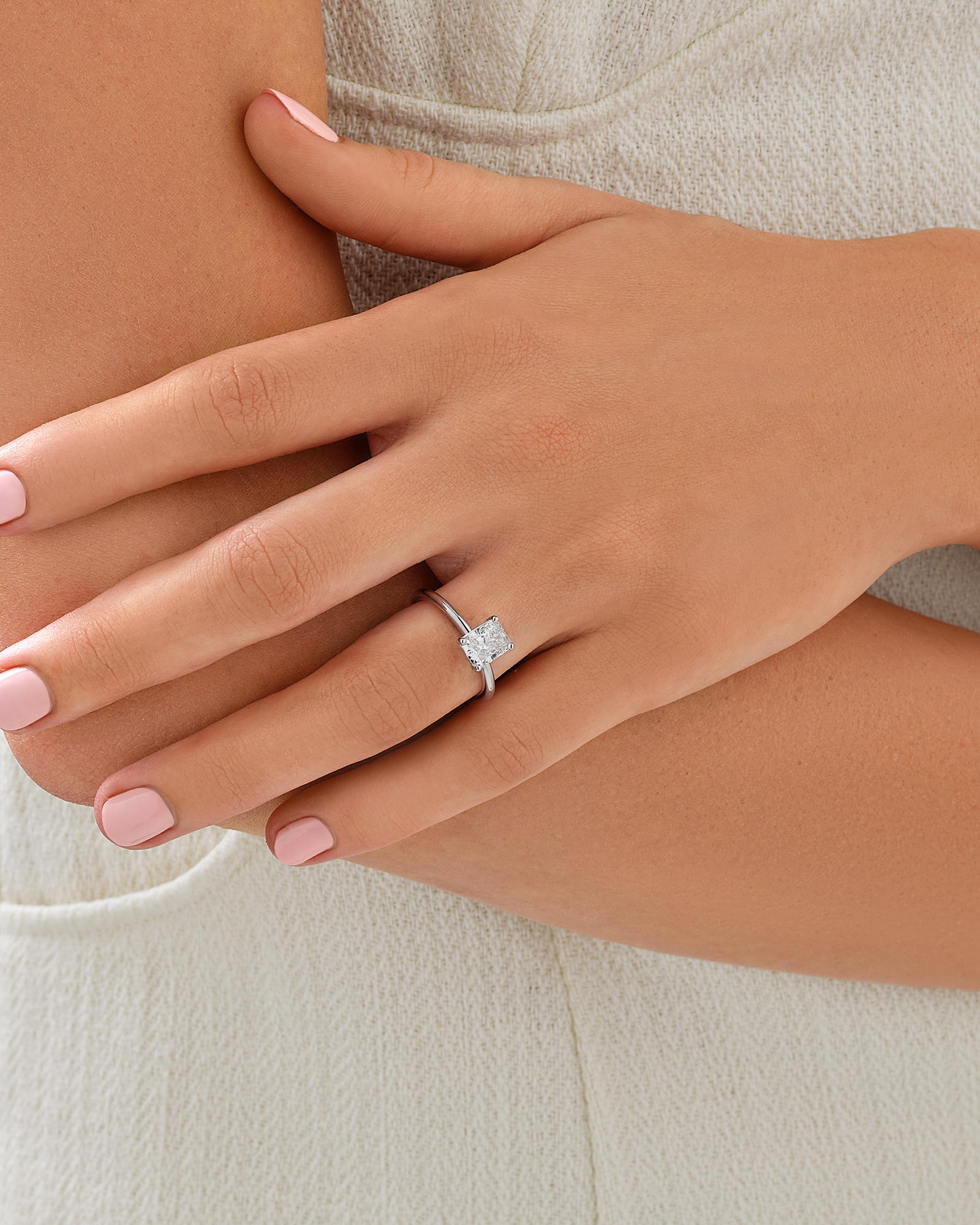 1.25 Carat TW Radiant Laboratory-Grown Diamond Solitaire Engagement Ring 14kt White Gold