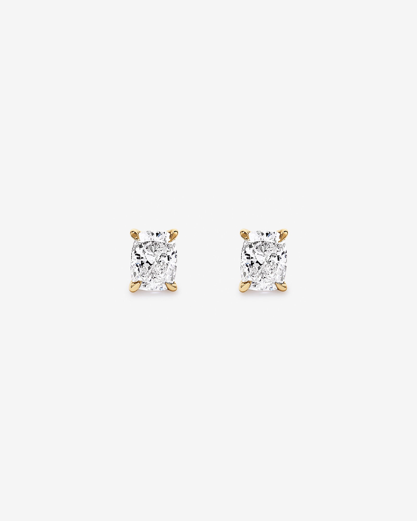 1.00 Carat TW Laboratory-Grown Diamond Cushion Stud Earrings in 10kt Yellow Gold
