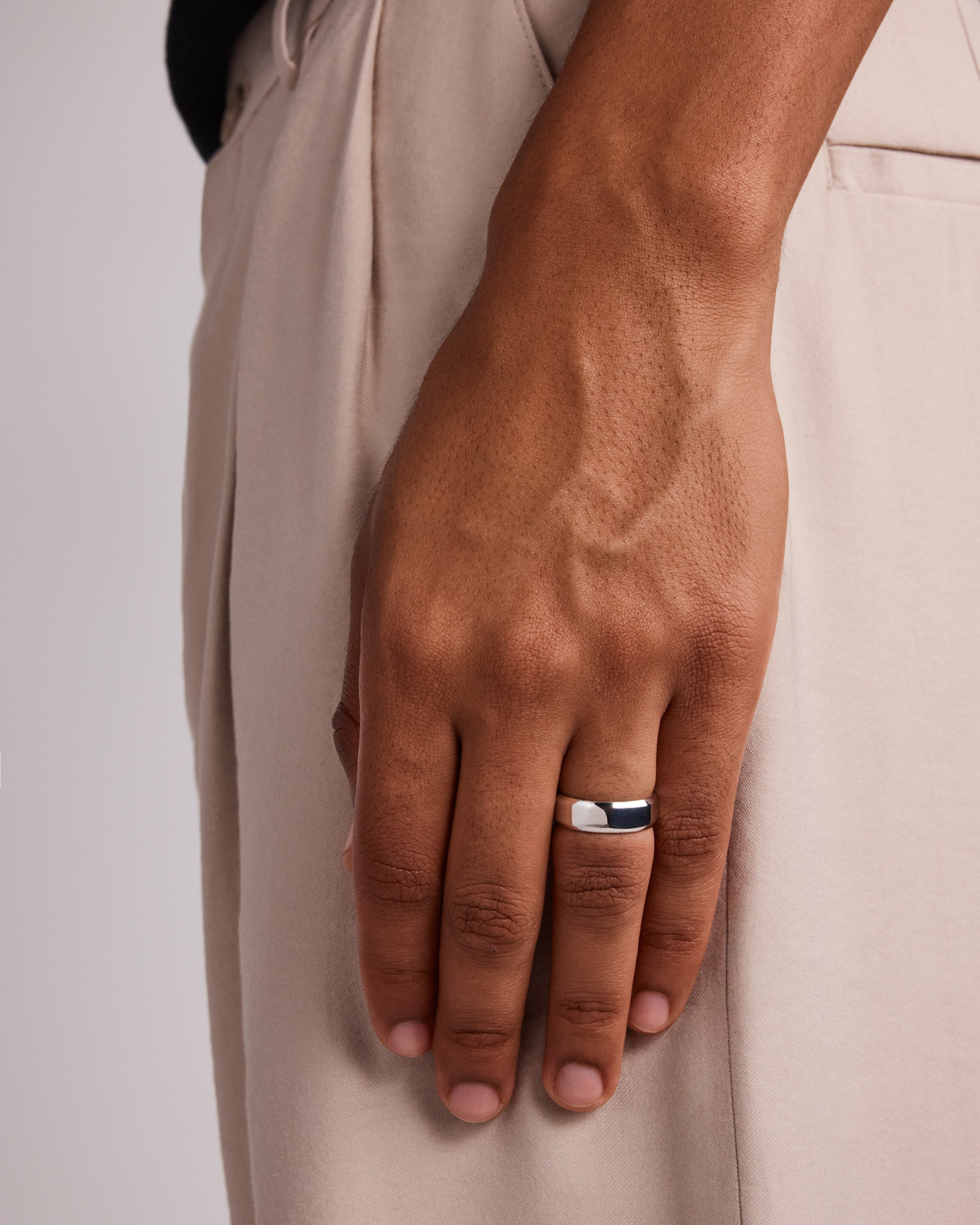 Alliance plate biseautée en argent sterling, 7 mm