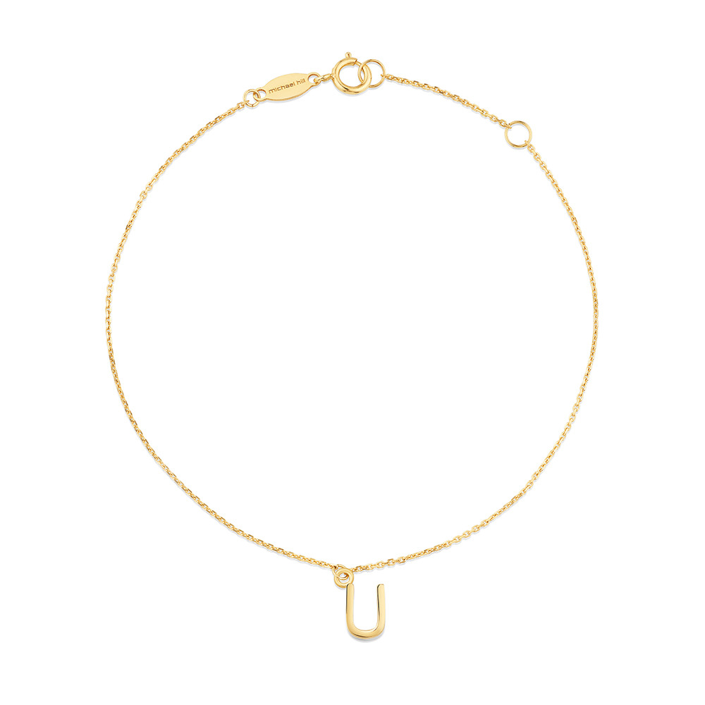 Collier à pendentif initiale U en or jaune 10 K