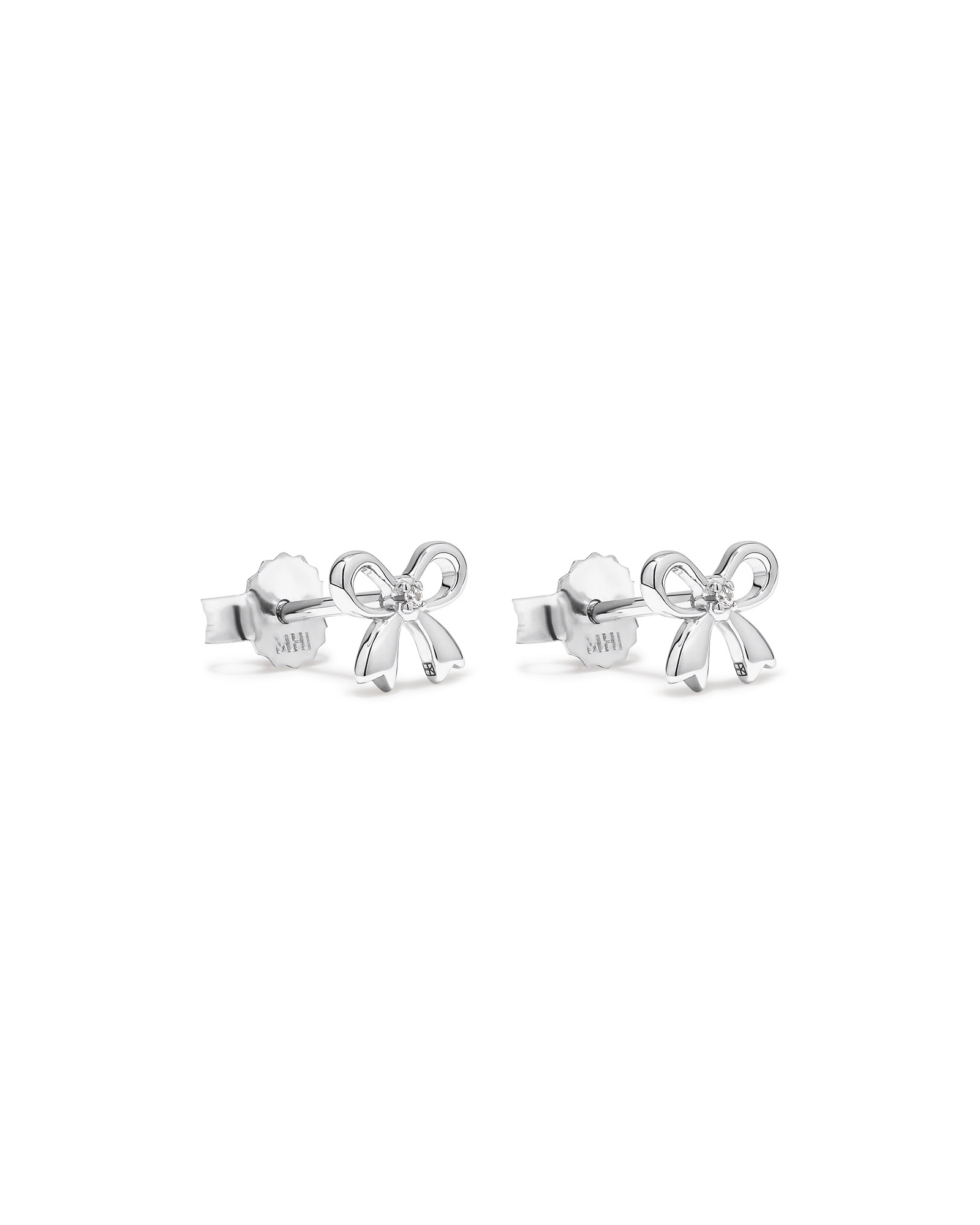 Cubic Zirconia Bow Stud Earrings in Sterling Silver