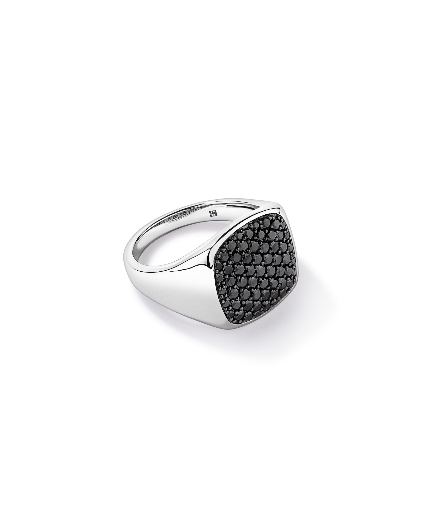 1.50TDW Black Diamond Pavé Signet Ring in Sterling Silver