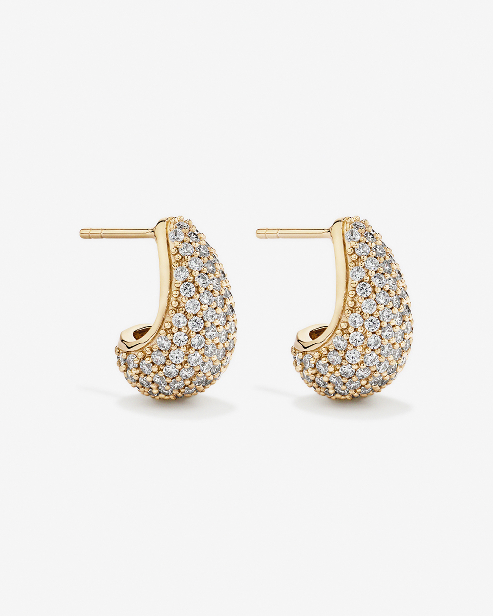 Pavé Tapered Cubic Zirconia Stud Earrings in 18kt Vermeil