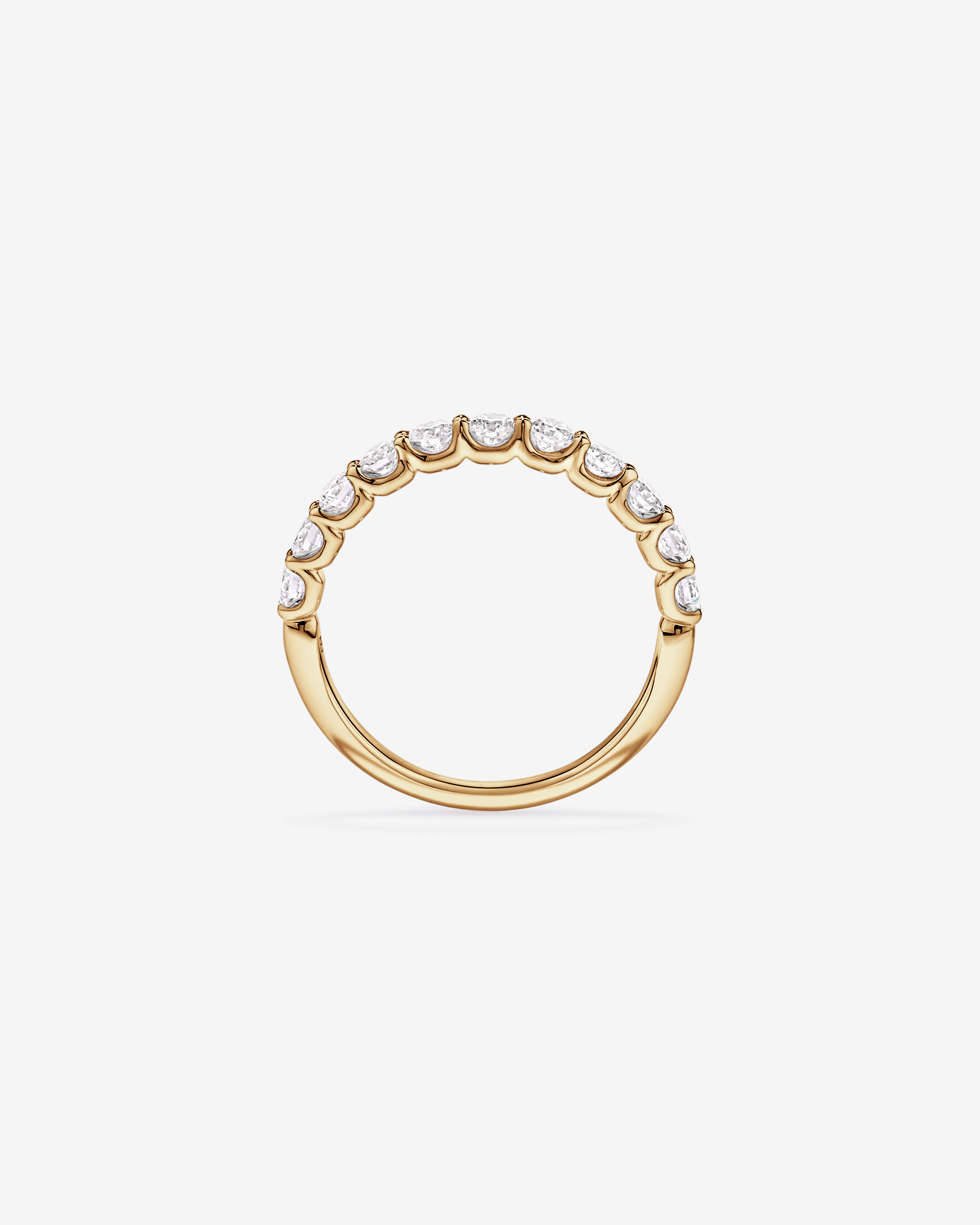 Alliance en or jaune 14 carats sertie d'un diamant rond brillant de synthèse 0,83 carat