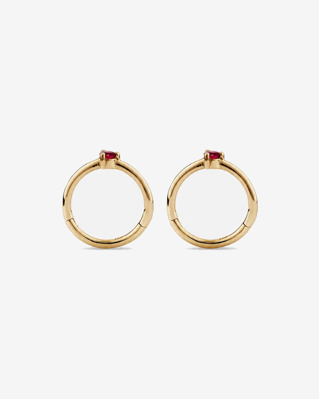 10mm Ruby Accent Sleepers in 10kt Yellow Gold