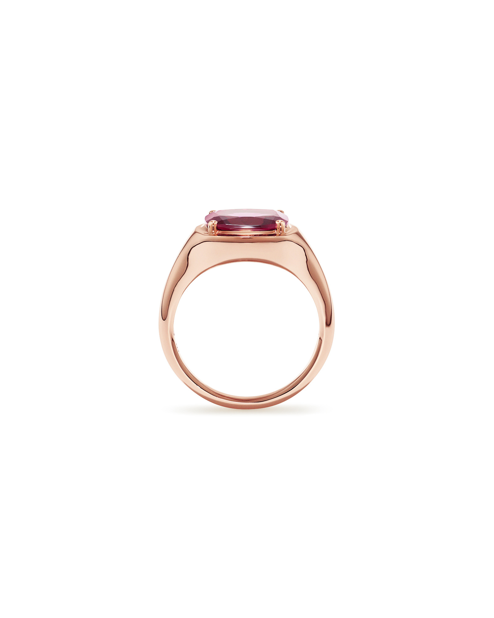 Elongated Cushion Cut Raspberry Rhodolite Garnet East-to-West Set Ring 10kt Rose Gold
