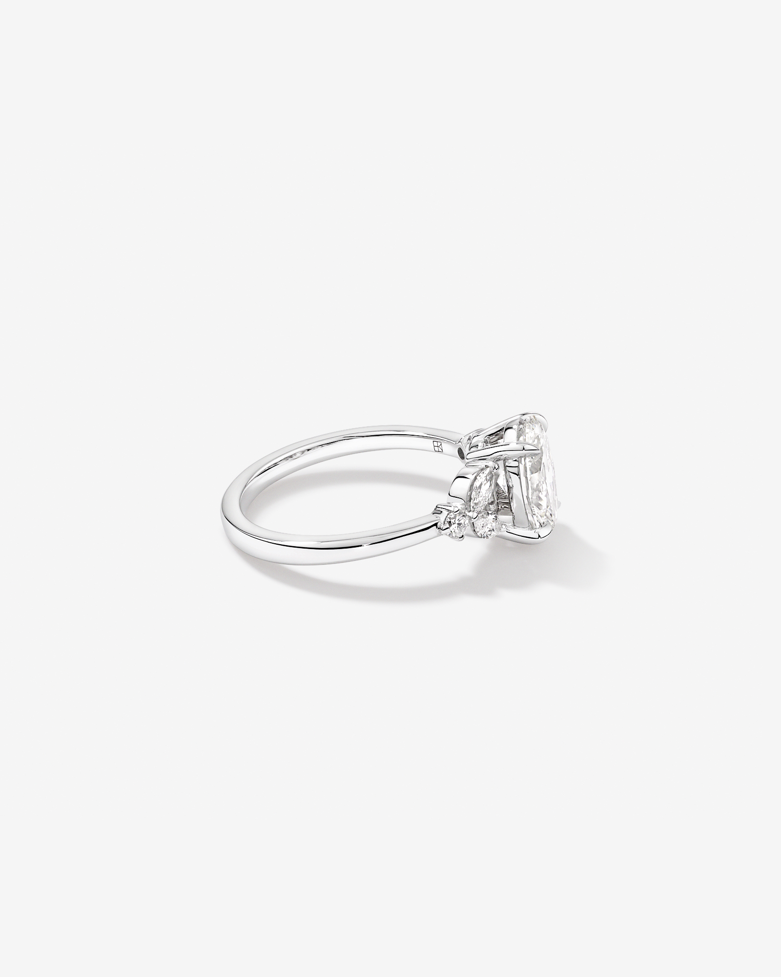 1.73 Carat TW Oval Cut Laboratory-Grown Diamond Marquise Side Stone Engagement Ring 14kt White Gold
