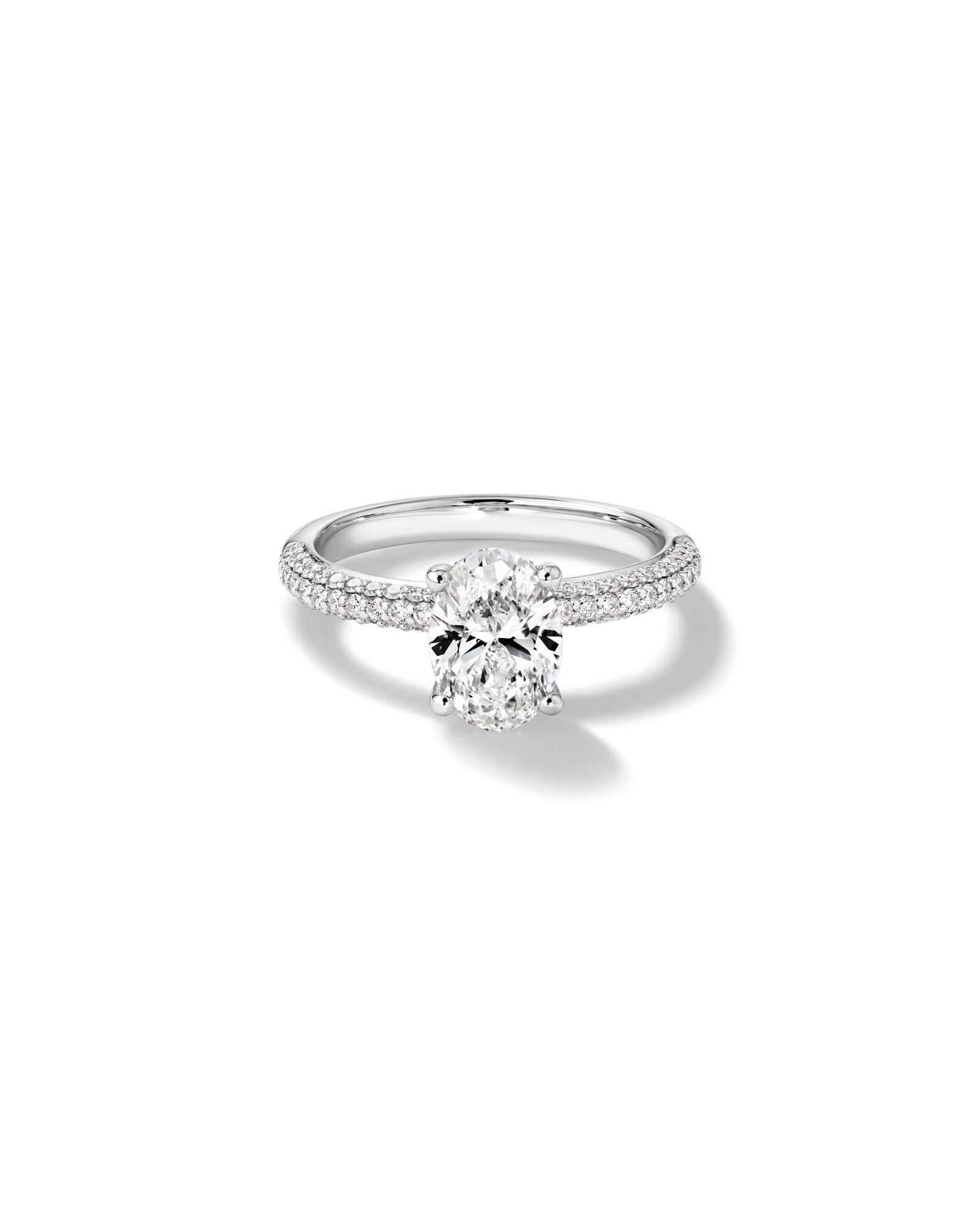 Bague de fiançailles en or blanc 1,95 carat TW taille ovale, cultivée laboratoire, 14 carats