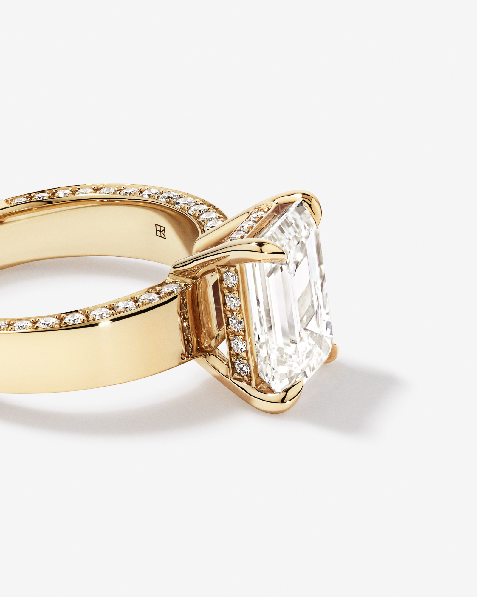 4.56 Carat TW Emerald Cut Laboratory-Grown Diamond Engagement Ring in 18kt Yellow Gold