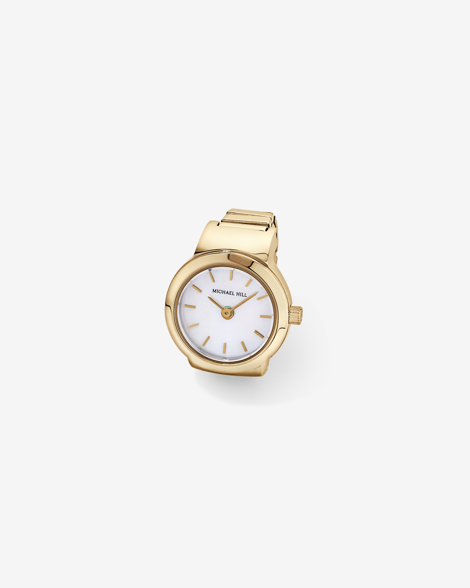 Mother of Pearl Watch Ring in Gold Tone Stainless Steel