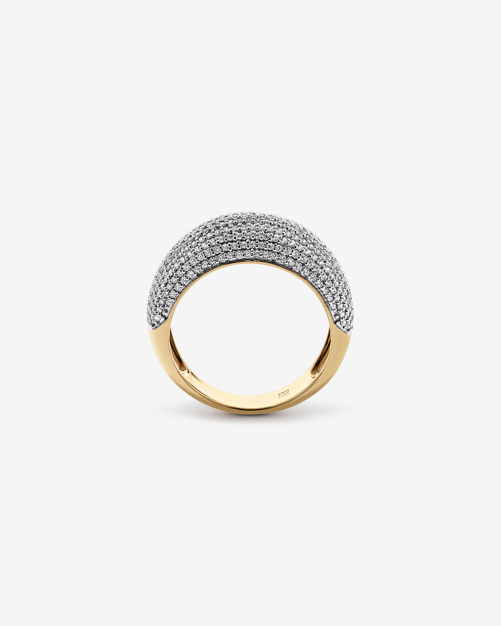 Wide Pavé Dome Ring with Cubic Zirconia in 18kt Vermeil