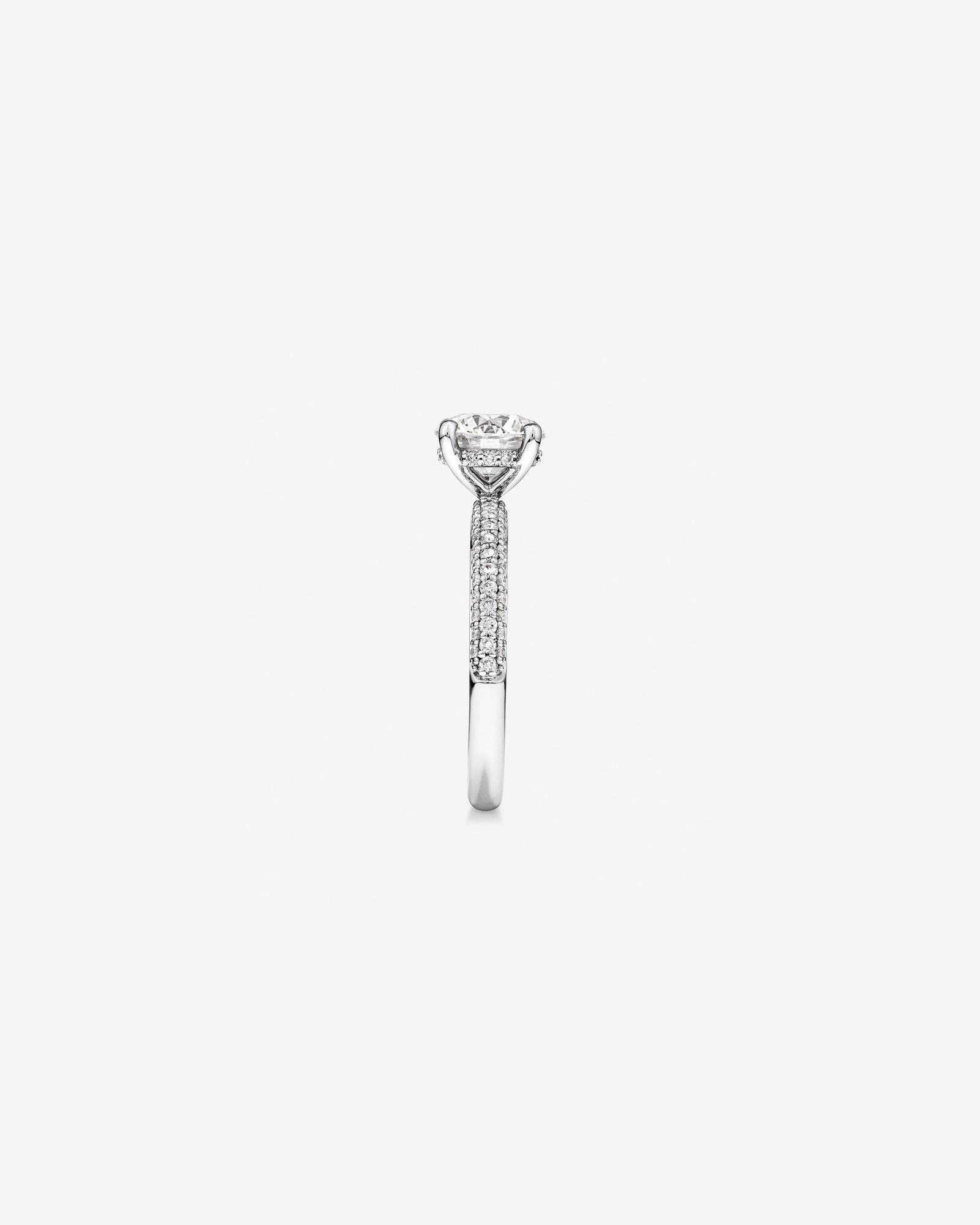 1.95 Carat TW Round Brilliant Laboratory-Grown Diamond Solitaire Side Accent Engagement Ring 14kt White Gold