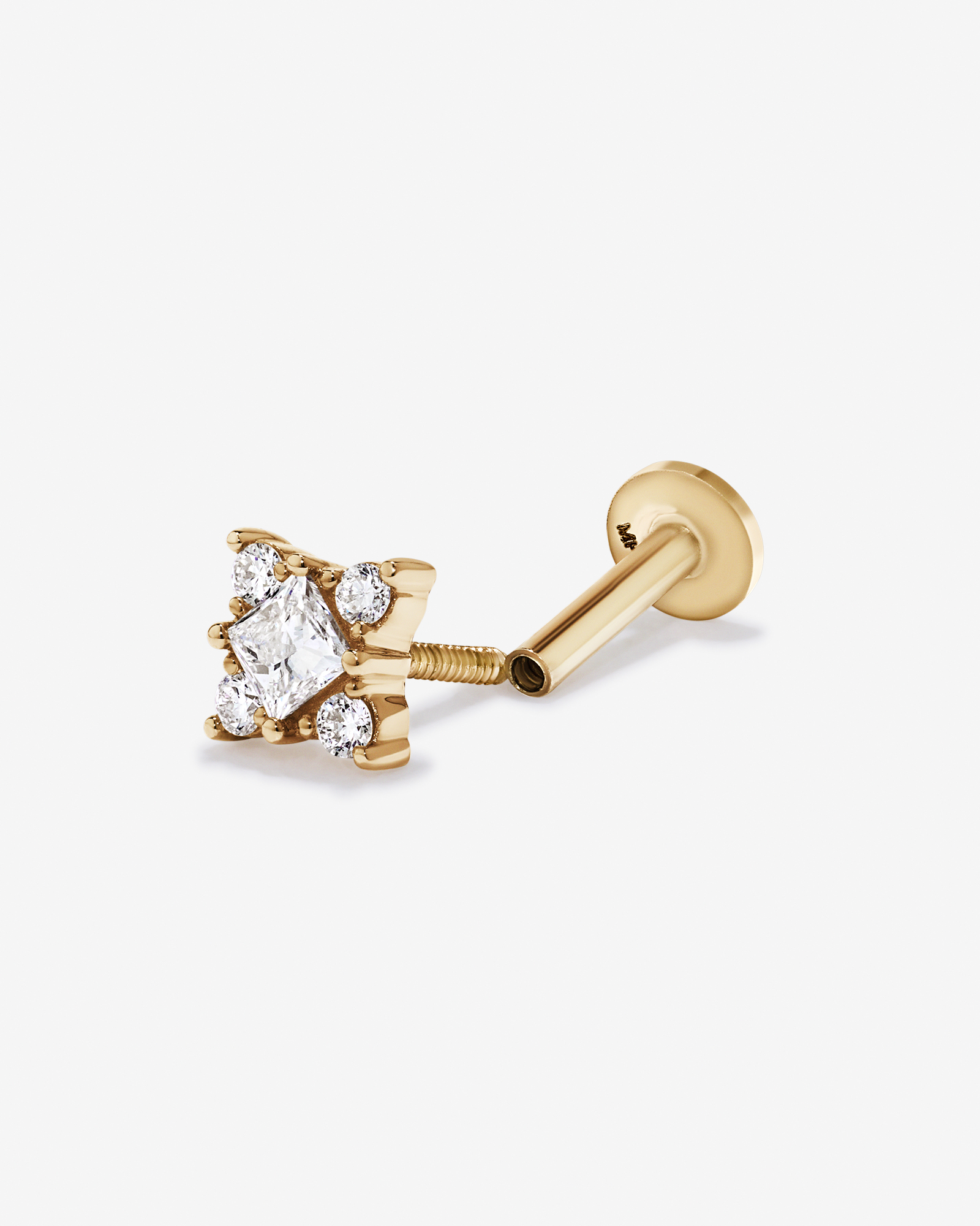 0.11TW Lab Diamond Princess Cut Helix Stud in 10kt Gold