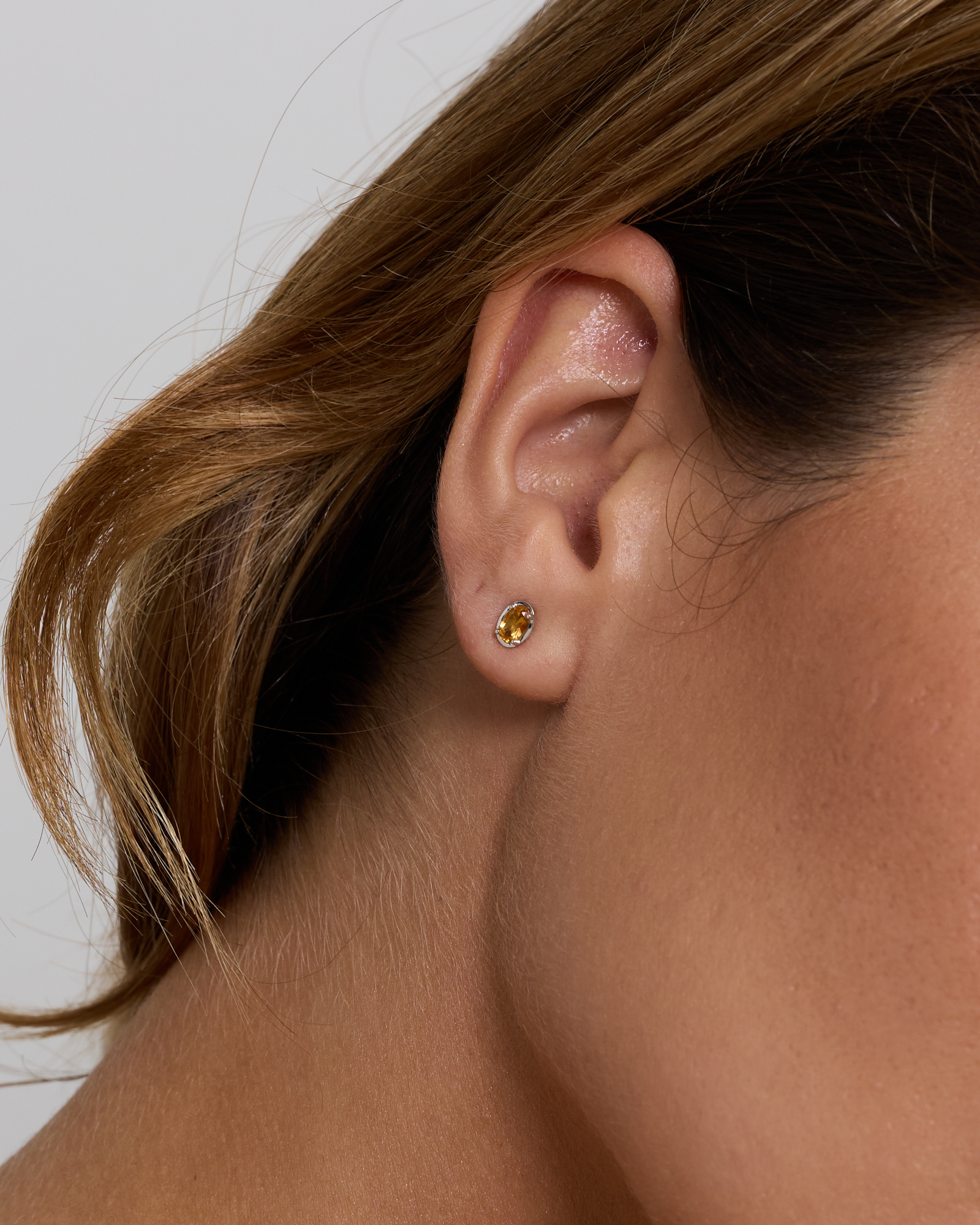 Boucles d’oreilles en citrine à coupe ovale en argent sterling