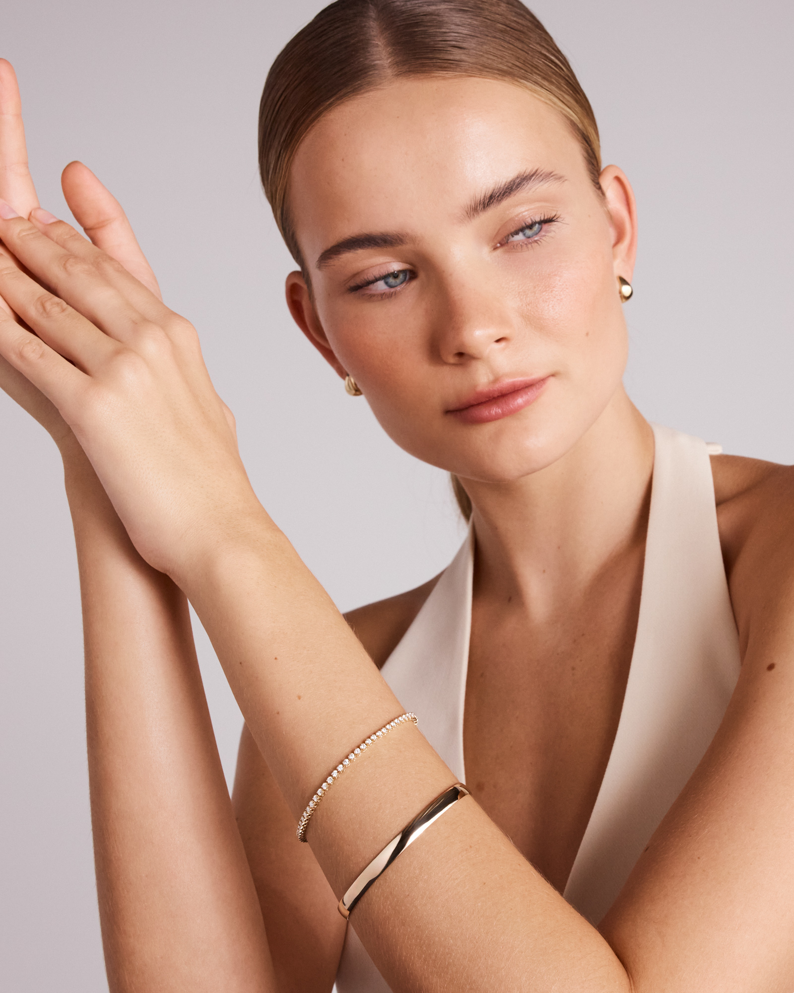 1,80 carat TW bracelet tennis avec diamants de laboratoire en or jaune 10 kt