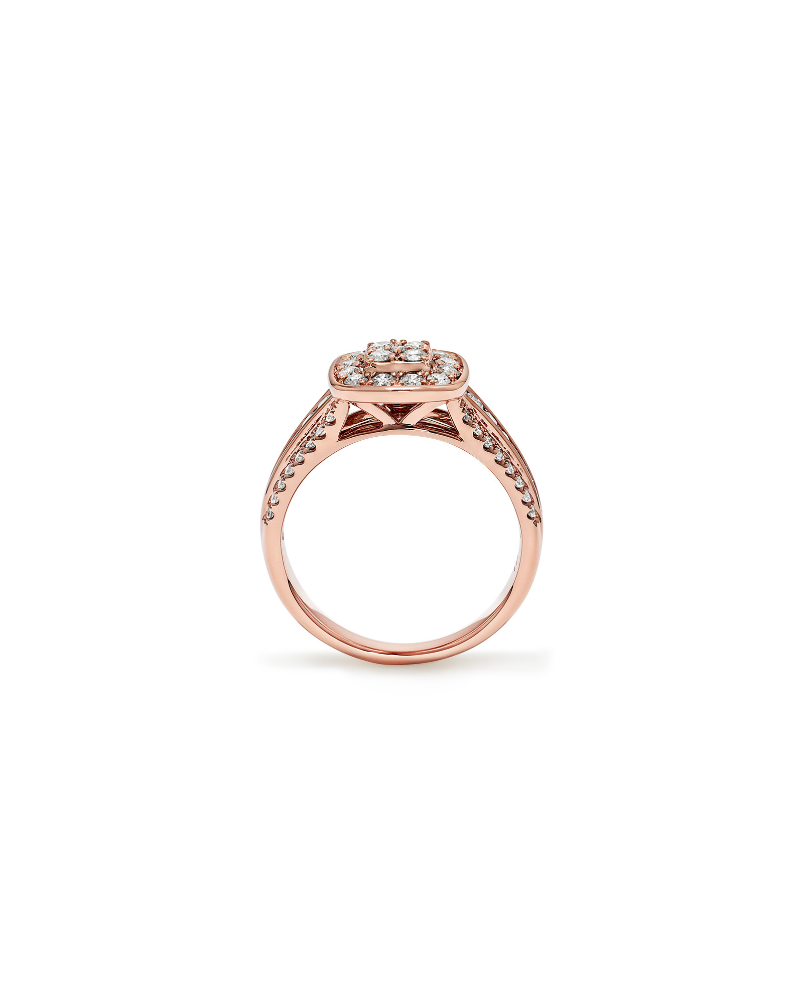 0.85 Carat TW Cushion-Shaped Diamond Cluster Ring 10kt Rose Gold