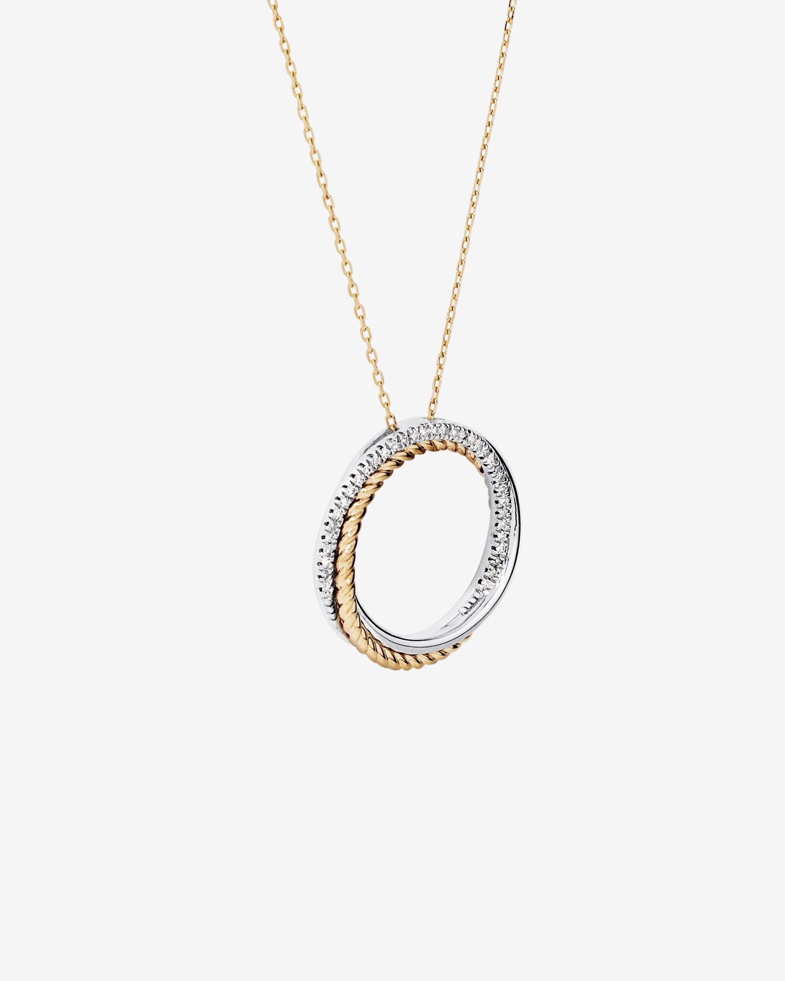 Collier pendentif croisé TW avec diamants TW de 0,11 carat en argent sterling et or jaune 10 carats