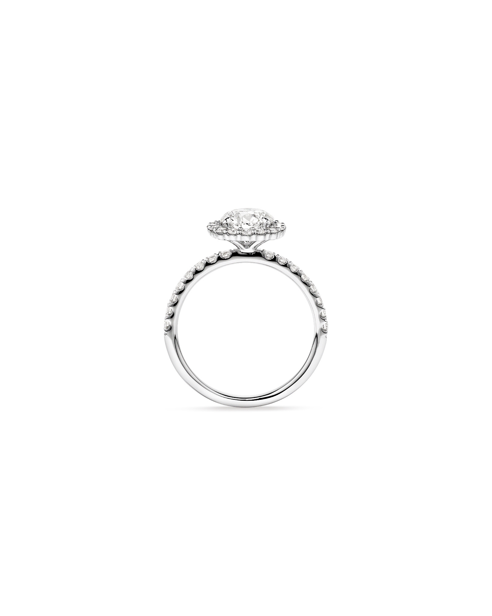 1.79 Carat TW Round Brilliant Laboratory-Grown Diamond Halo Engagemet Ring 14kt White Gold