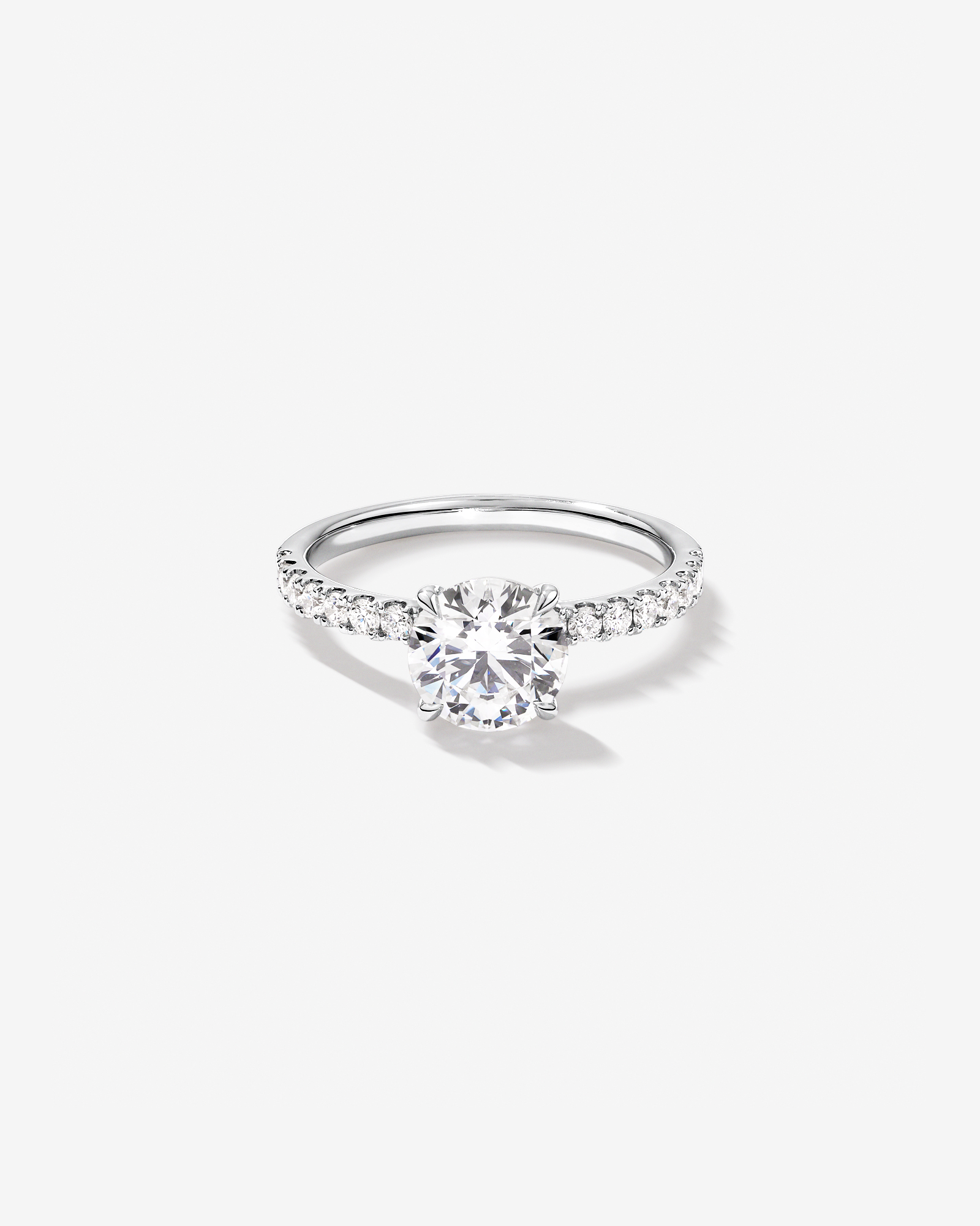 Bague de fiançailles 1,81 carat TW ronde brillante en diamant cultivée laboratoire or blanc 14 carats