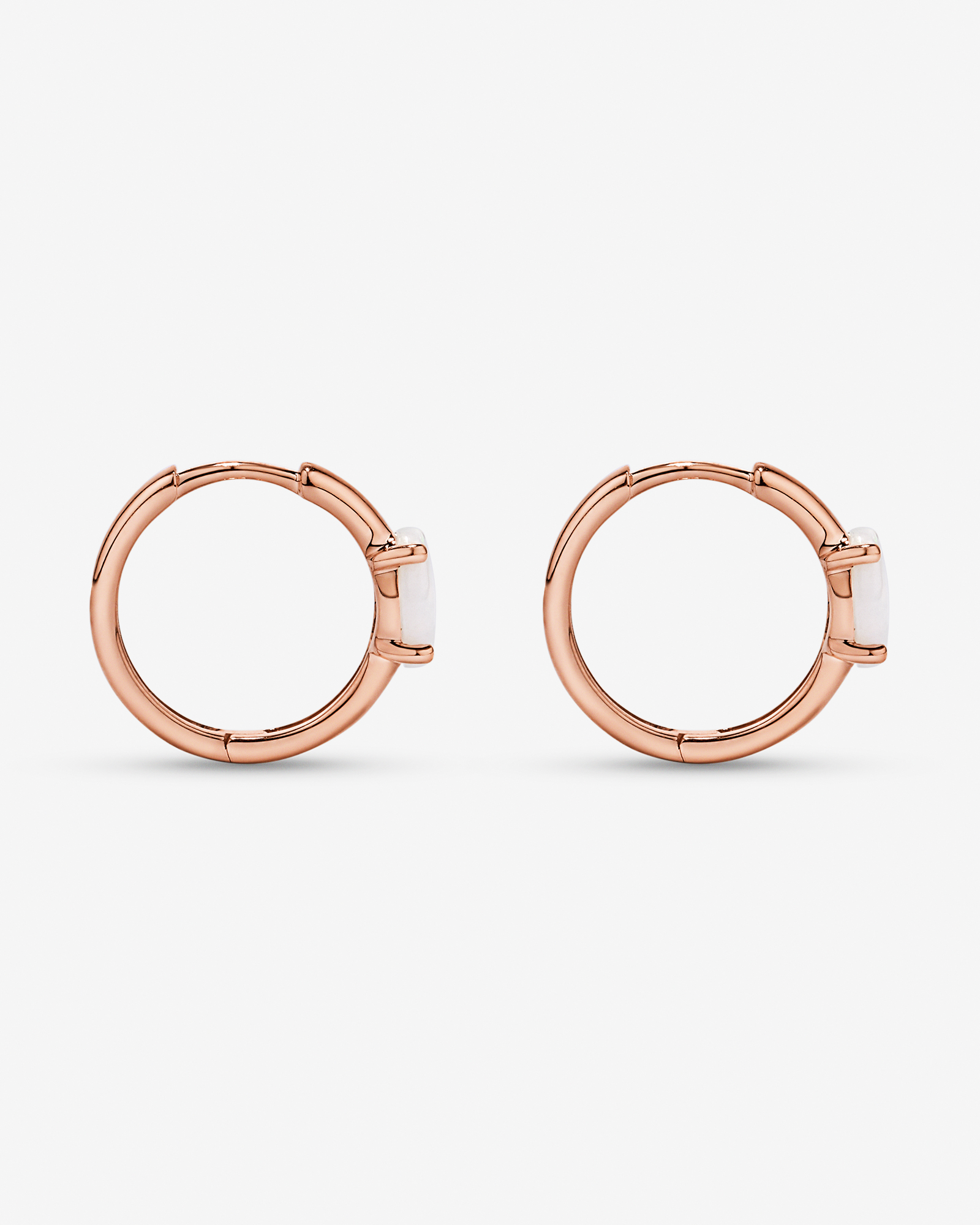 Australian Opal Huggie Hoop Earrings in 10kt Rose Gold