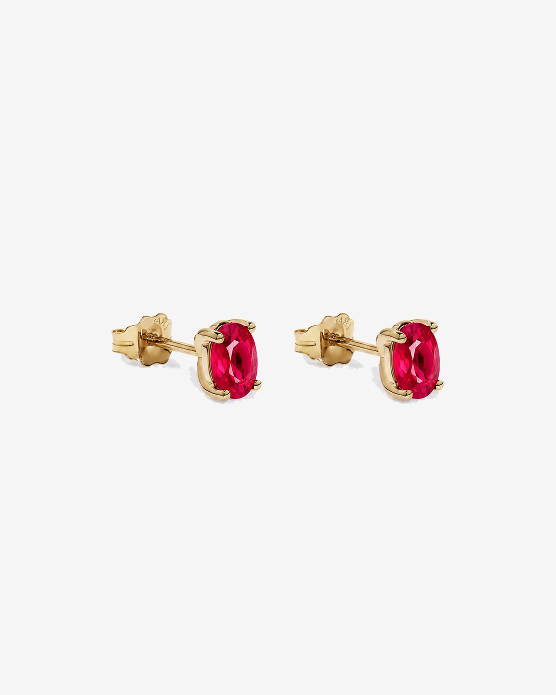 Oval Ruby Stud Earrings in 10kt Yellow Gold