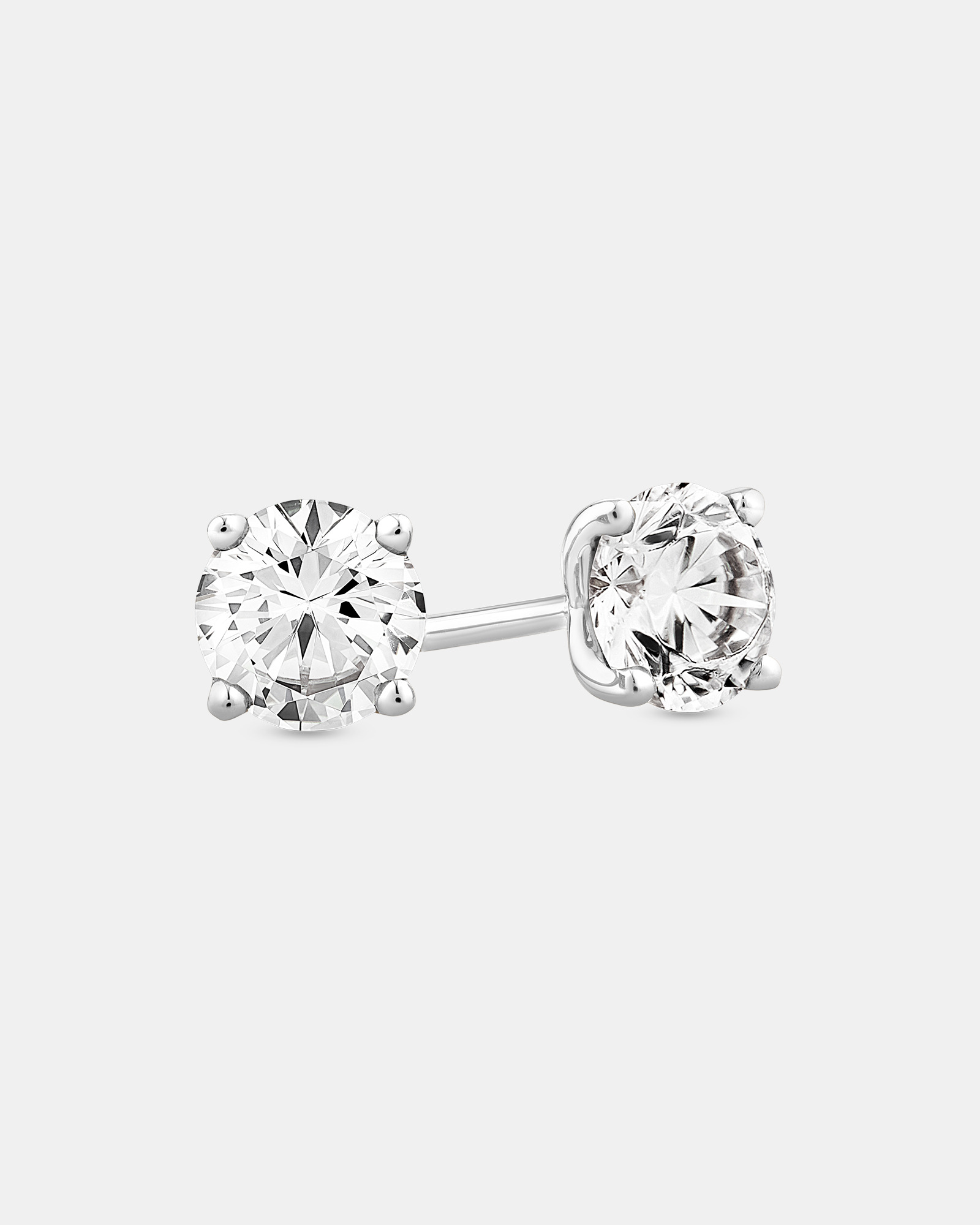 1.00 Carat TW Diamond Solitaire Stud Earrings 18kt White Gold