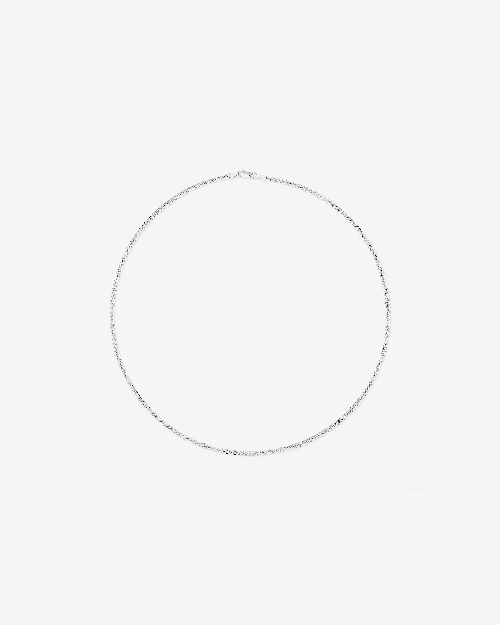 55cm (22") 2.5-3mm Width Fine Curb Chain Necklace in Sterling Silver