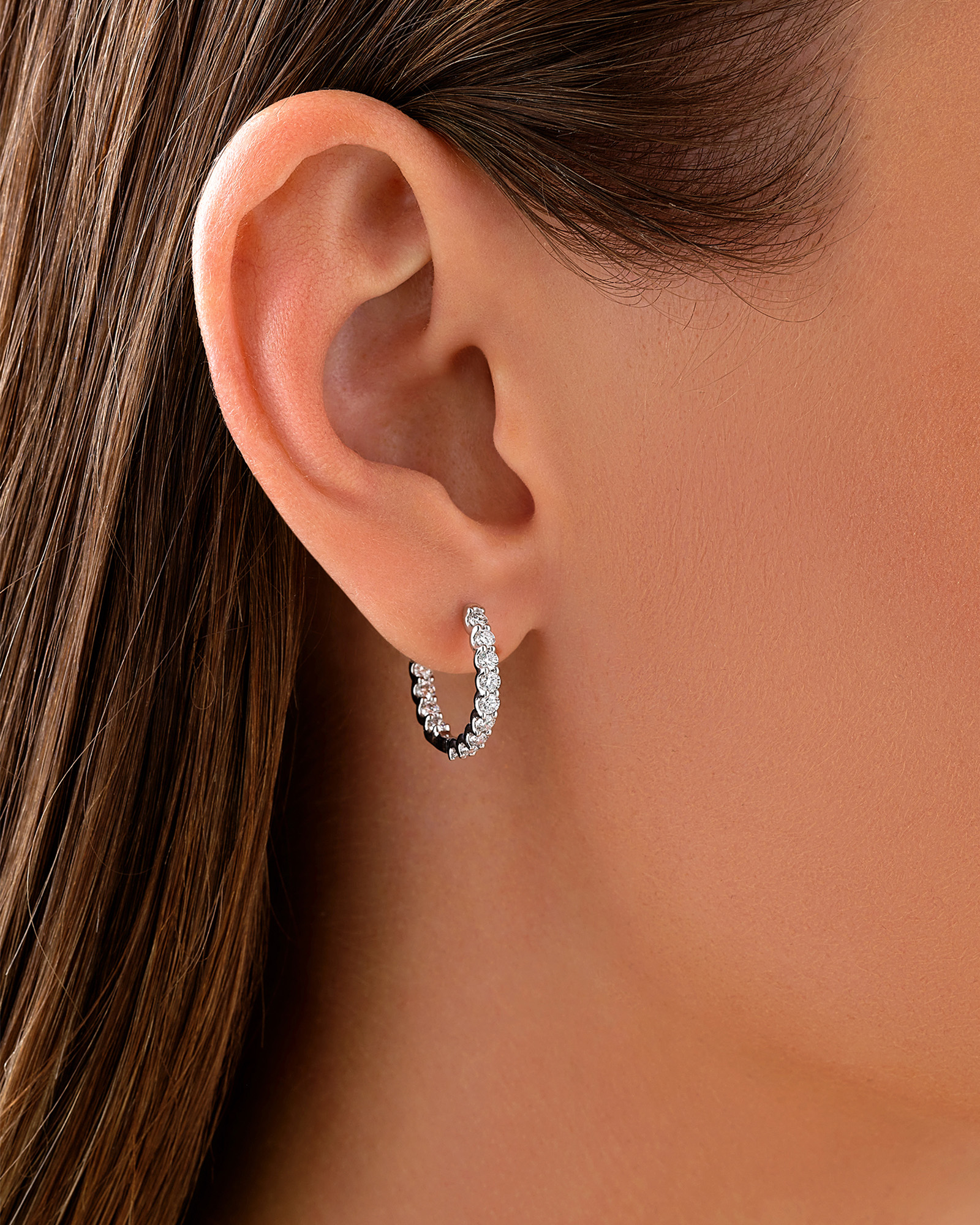Boucles d’oreilles en diamant créées en laboratoire 1,00 carat TW serties en or blanc 10 carats