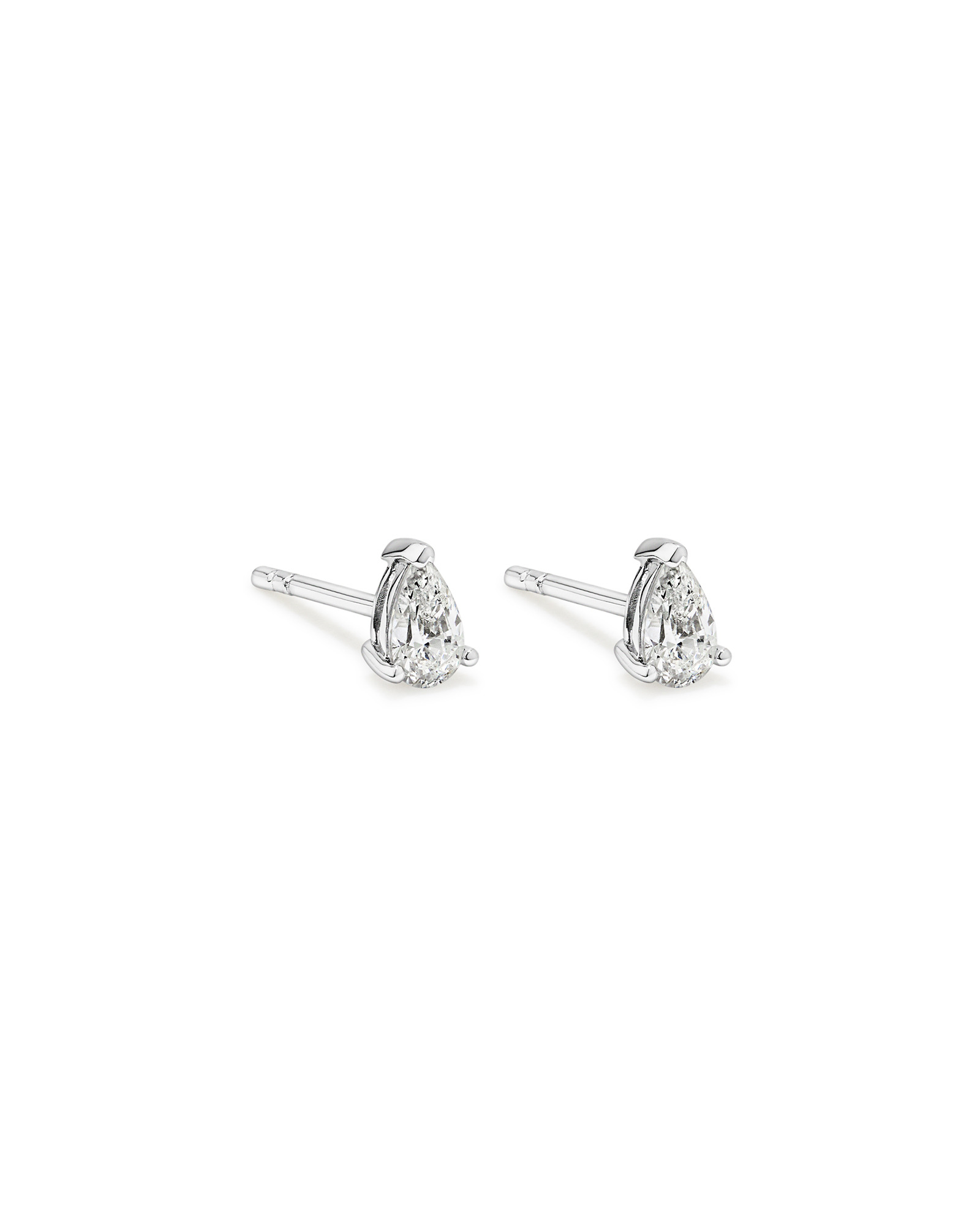 Pear-Cut Cubic Zirconia Solitaire Stud Earrings in Sterling Silver
