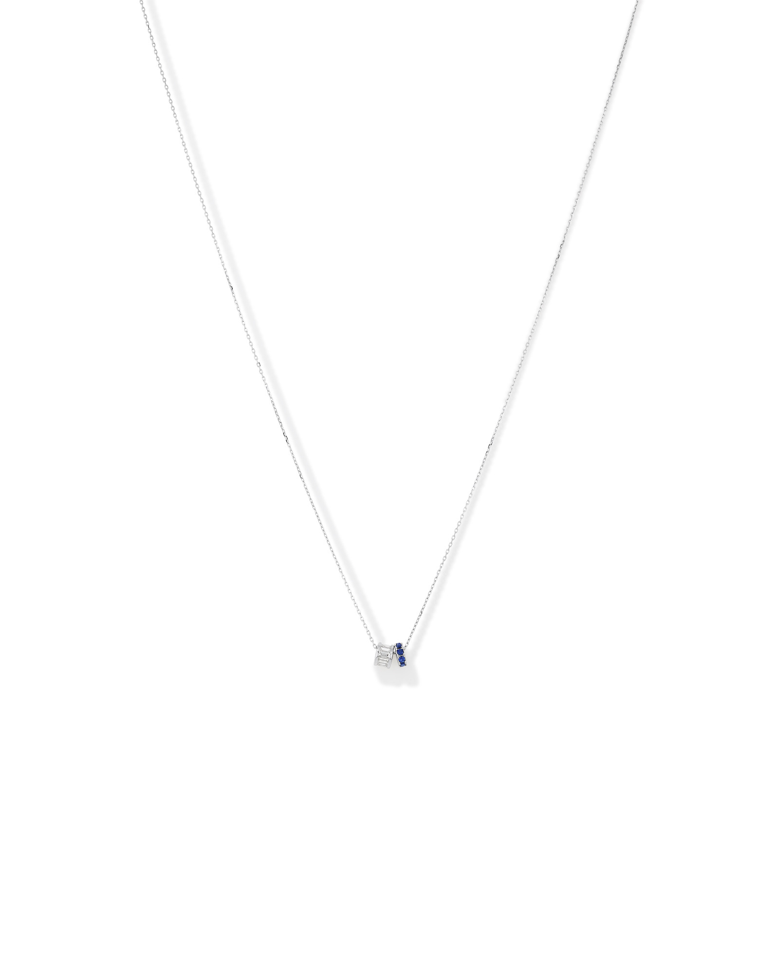 Sapphire & Diamond Dot Dash Rondell Pendant with 0.21 Carat TW in 10kt White Gold