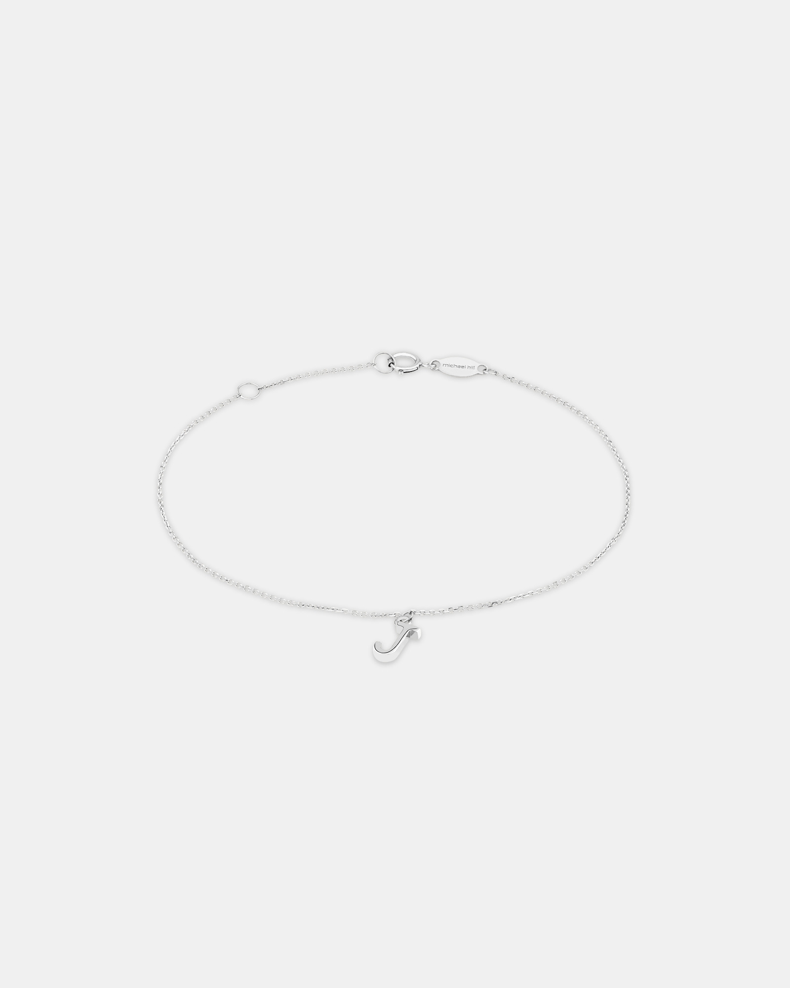 19cm (7.5") J Initial Bracelet in Sterling Silver