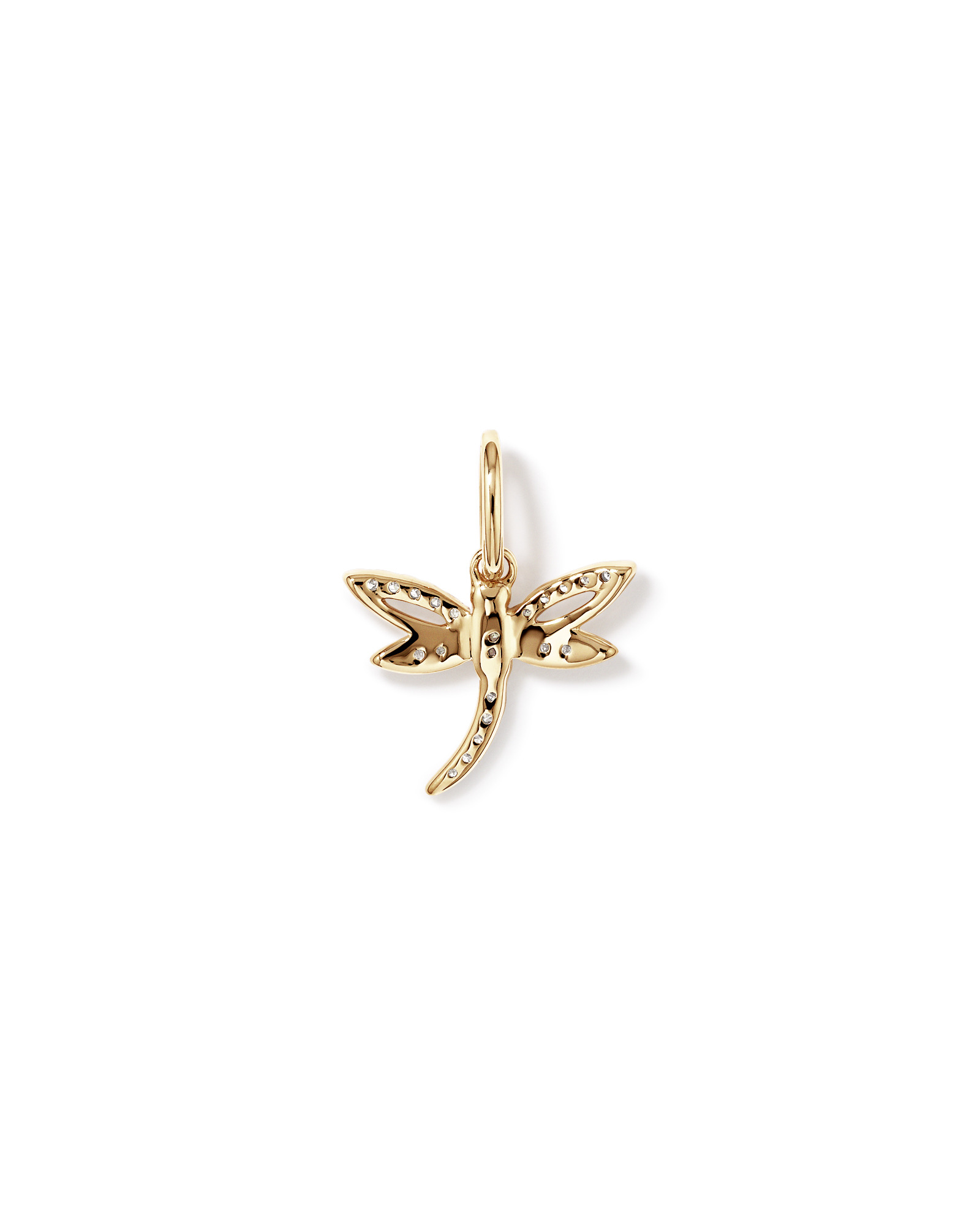 Diamond Dragonfly Pendant in 10kt Yellow Gold
