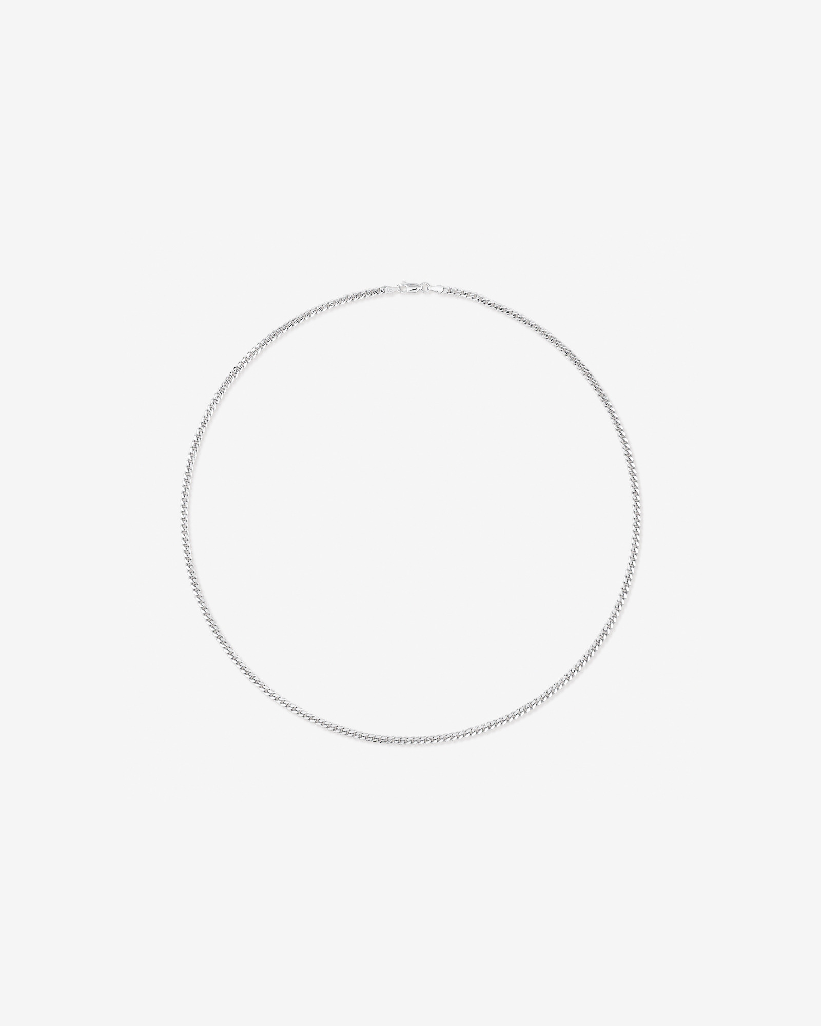 55cm (22") 3.5mm Width Miami Curb Chain Necklace in Sterling Silver